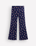 Gerippte, ausgestellte Leggings-Marineblau Blume