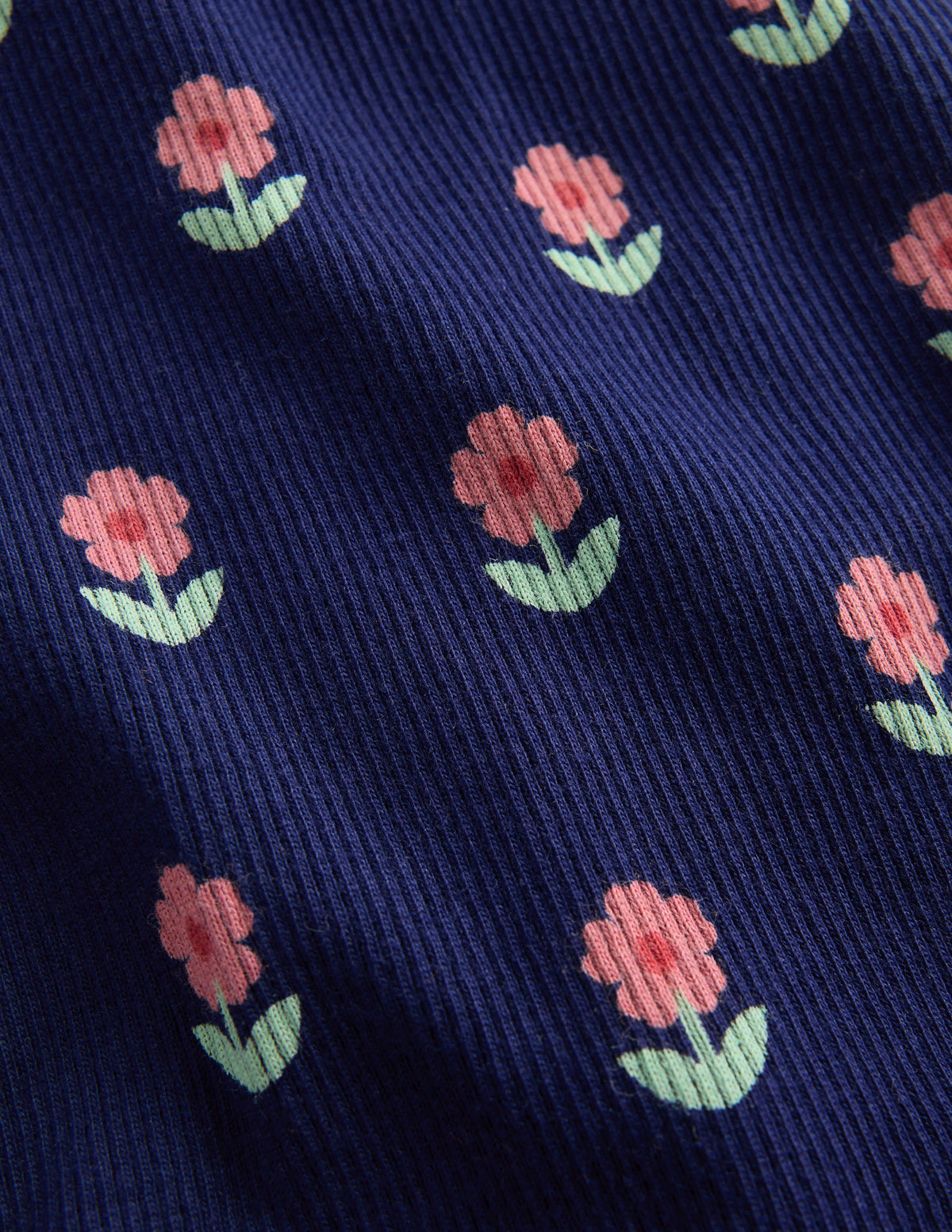 Gerippte, ausgestellte Leggings-Marineblau Blume - Image 3