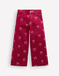 Jeans mit weitem Bein-Rubinrot Beflockte Schleife