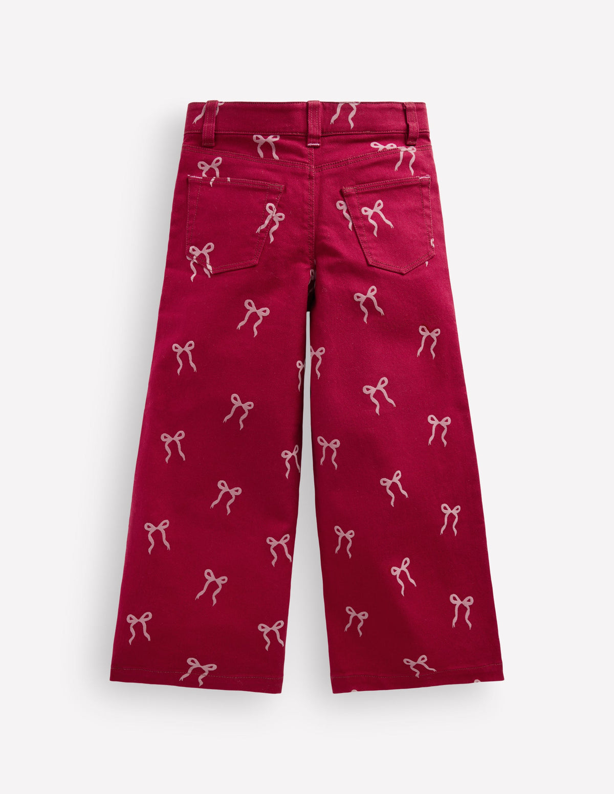 Jeans mit weitem Bein-Rubinrot Beflockte Schleife-2