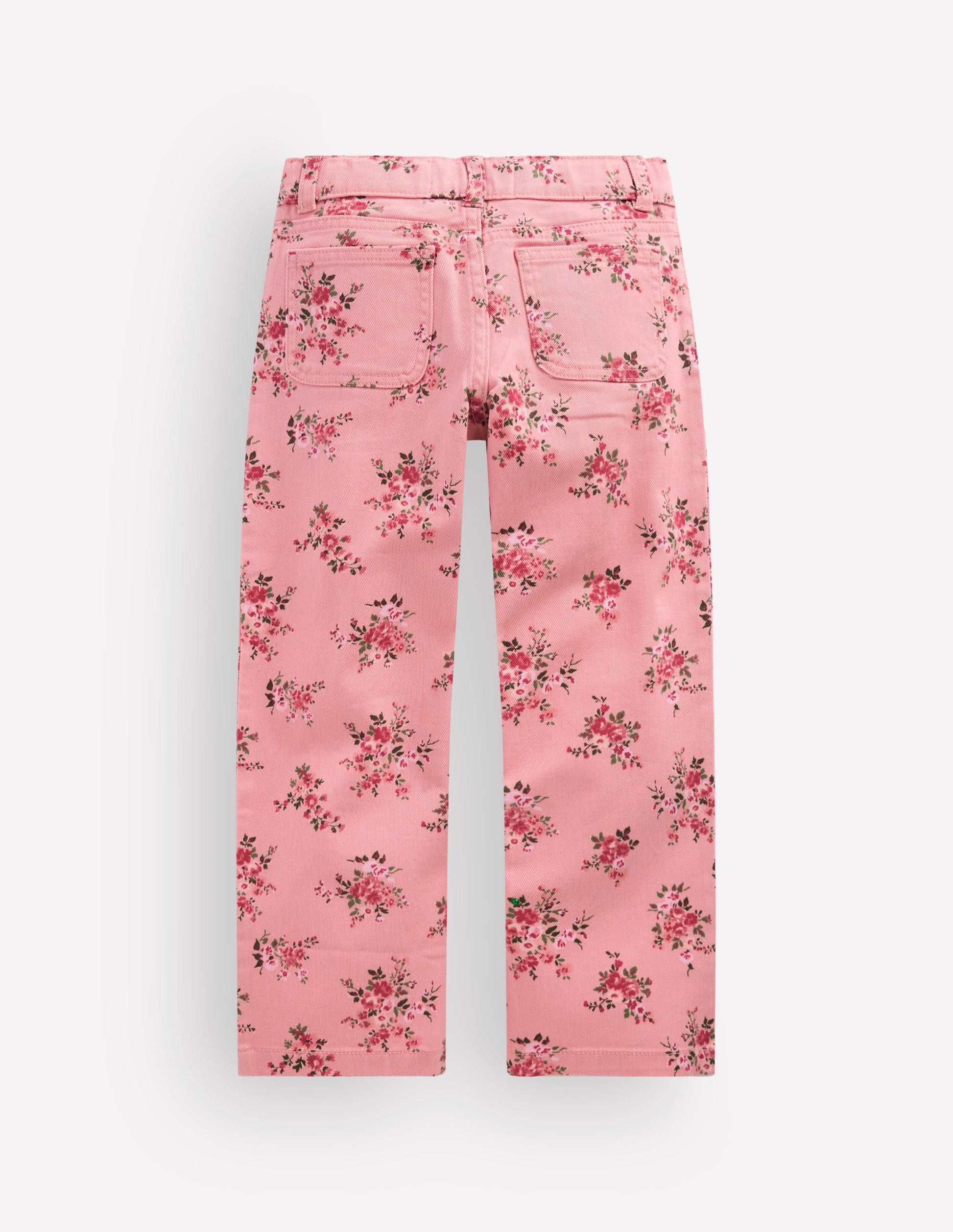 Gerade Jeans mit aufgesetzten Taschen-Rosa Quarz Weiches Blumenmuster-3