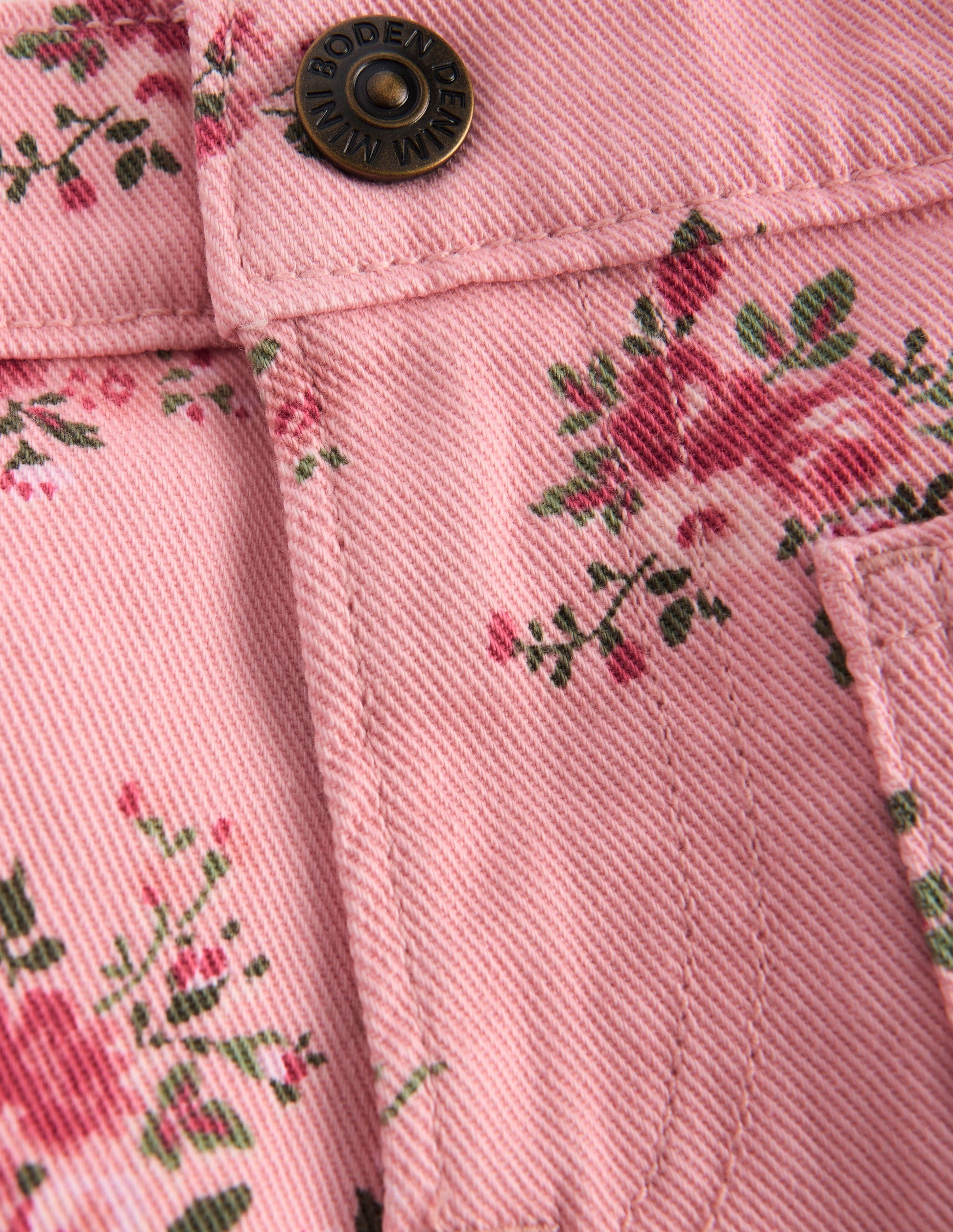 Gerade Jeans mit aufgesetzten Taschen-Rosa Quarz Weiches Blumenmuster-4