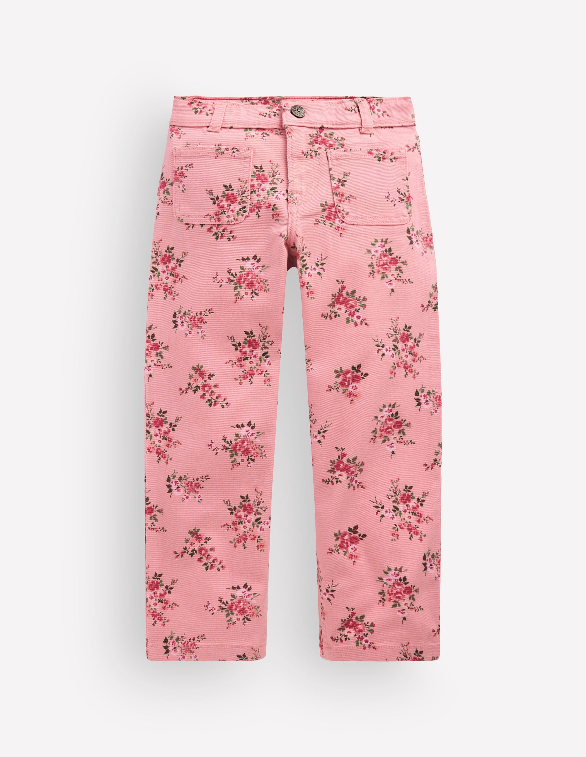 Gerade Jeans mit aufgesetzten Taschen-Rosa Quarz Weiches Blumenmuster - Image 2