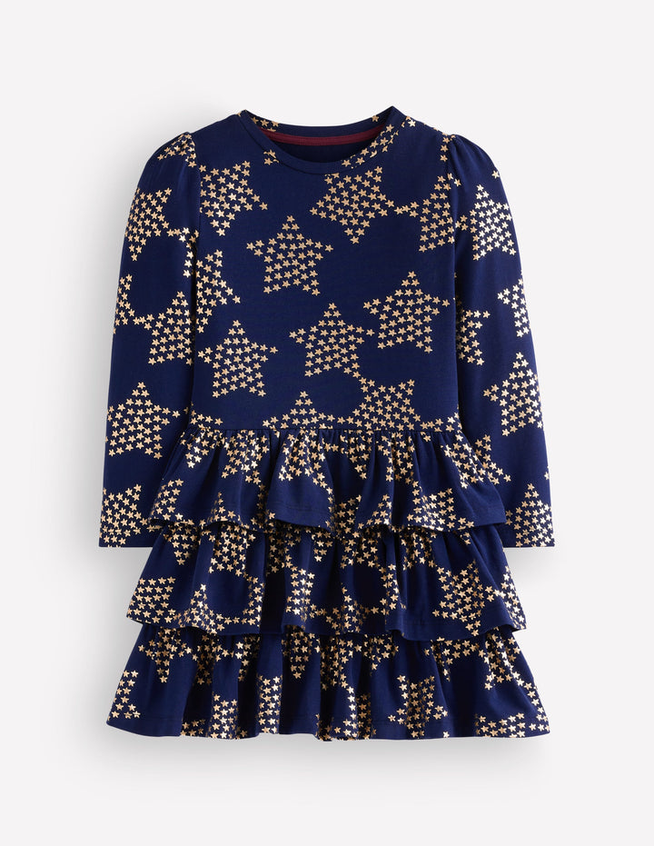 Cora RaRa Jerseykleid-Marineblau Foliensterne