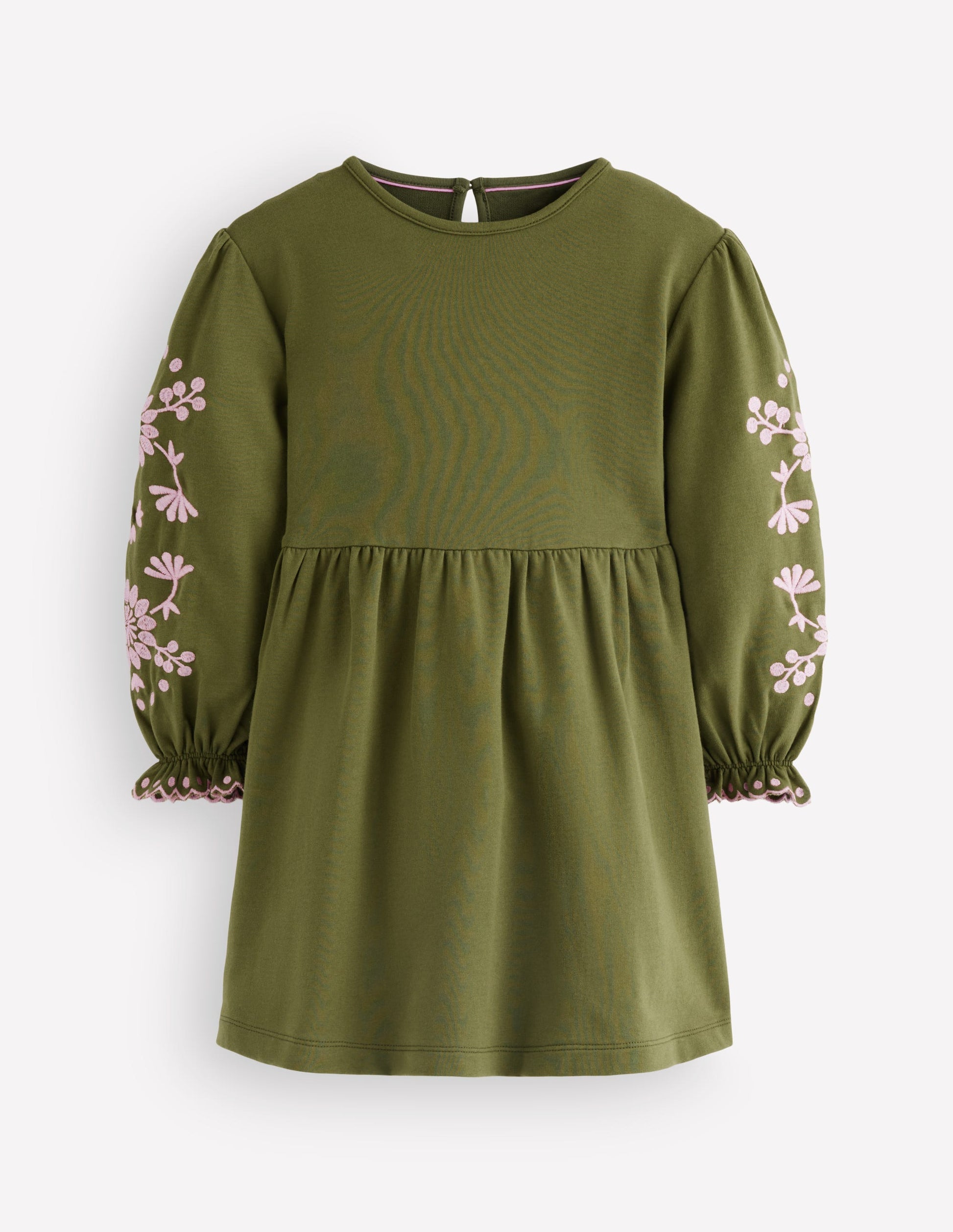 Kleid mit bestickten Ärmeln-Juwelengrün-1