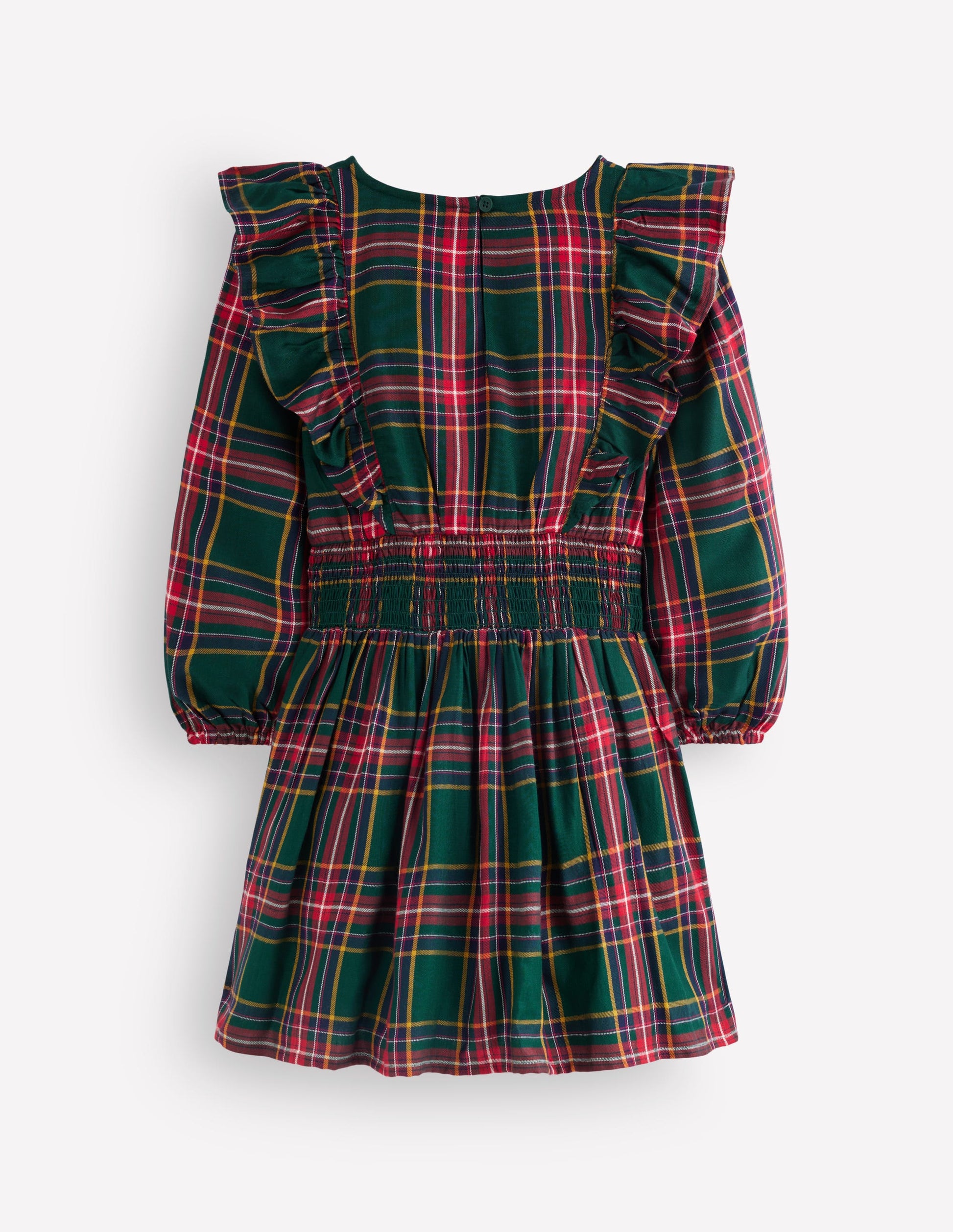 Rüschenkleid mit tiefer Taille-Grün/Rot Kariert-8