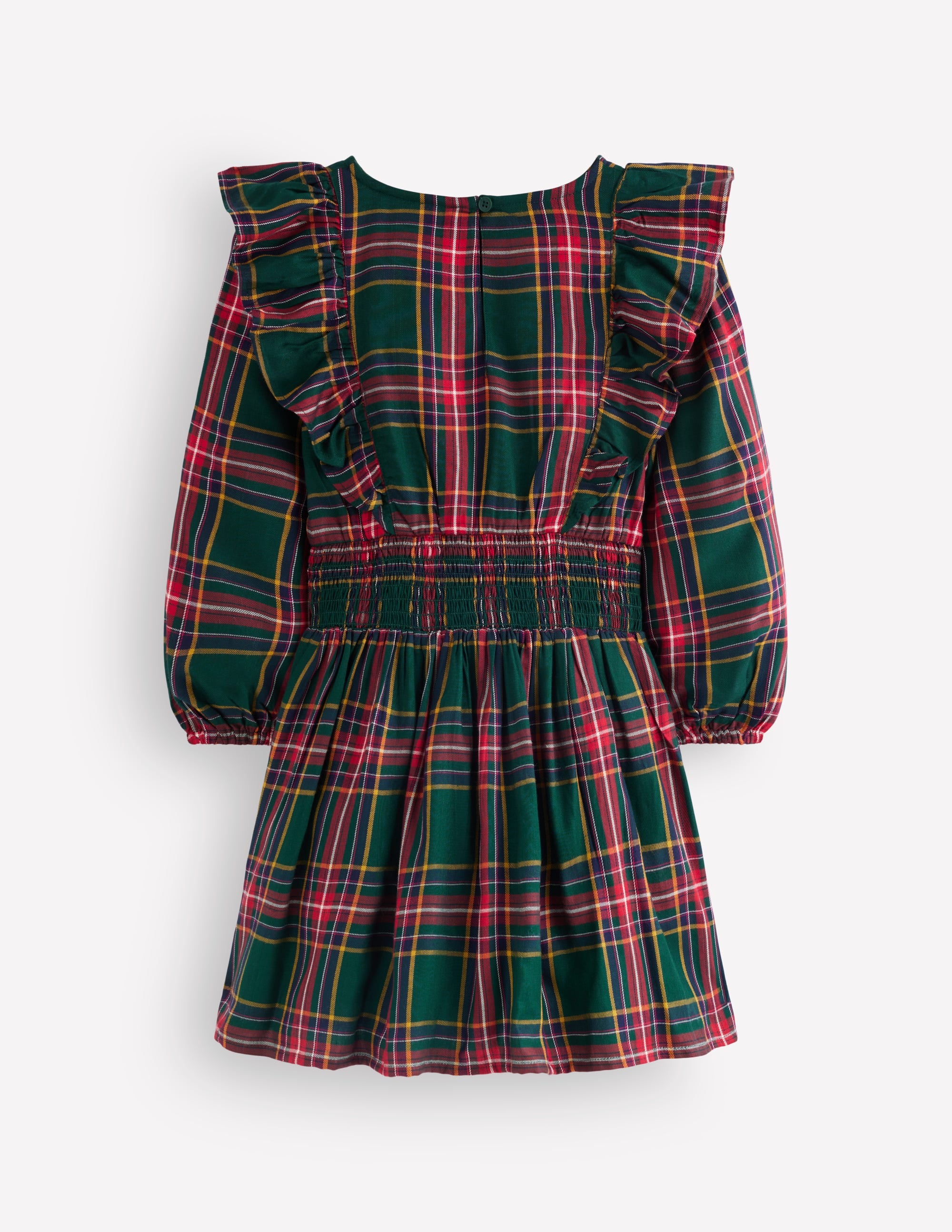 Rüschenkleid mit tiefer Taille-Grün/Rot Kariert - Image 8