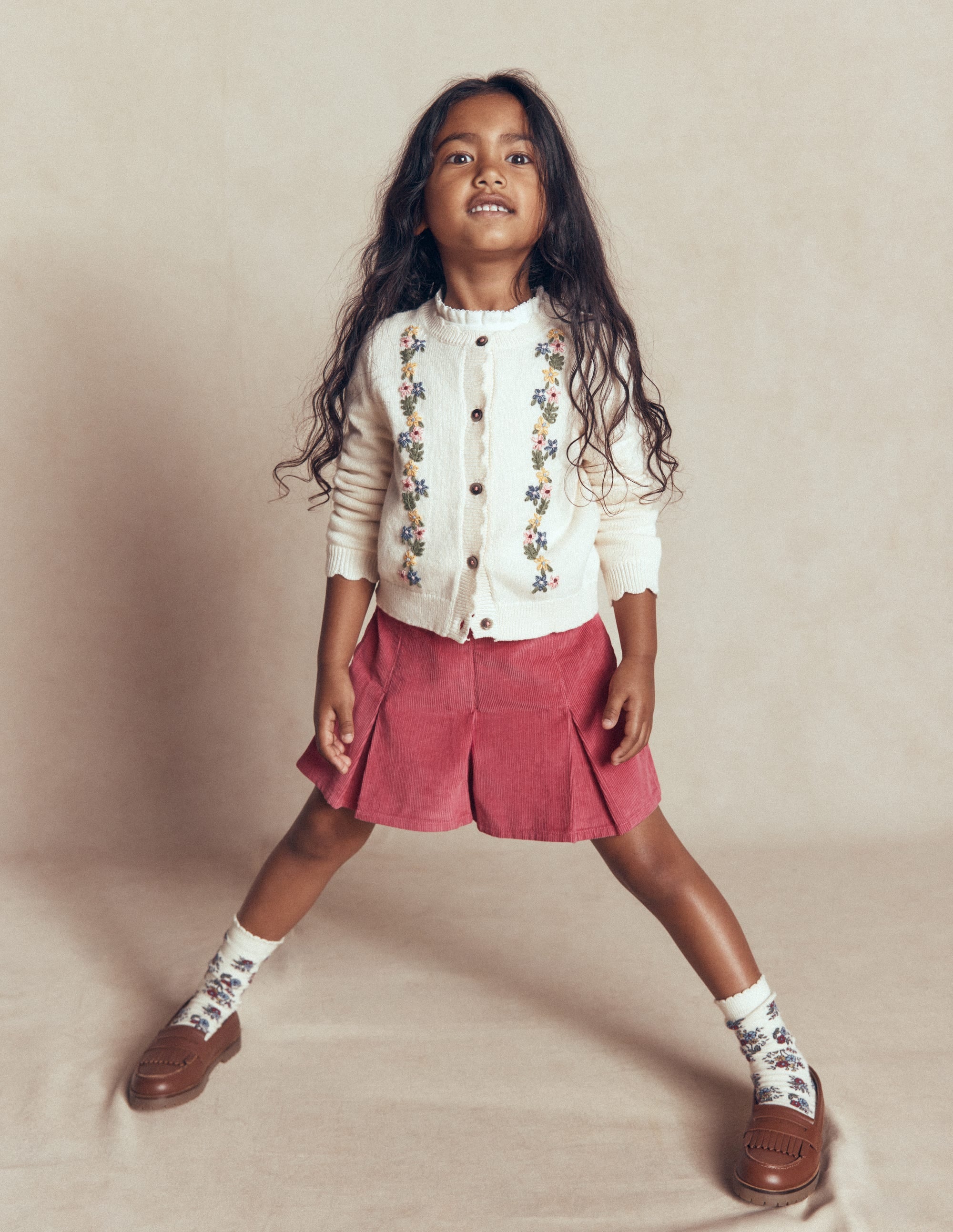 Plissierter Skort-Winter Puderrosa Cord - Image 4