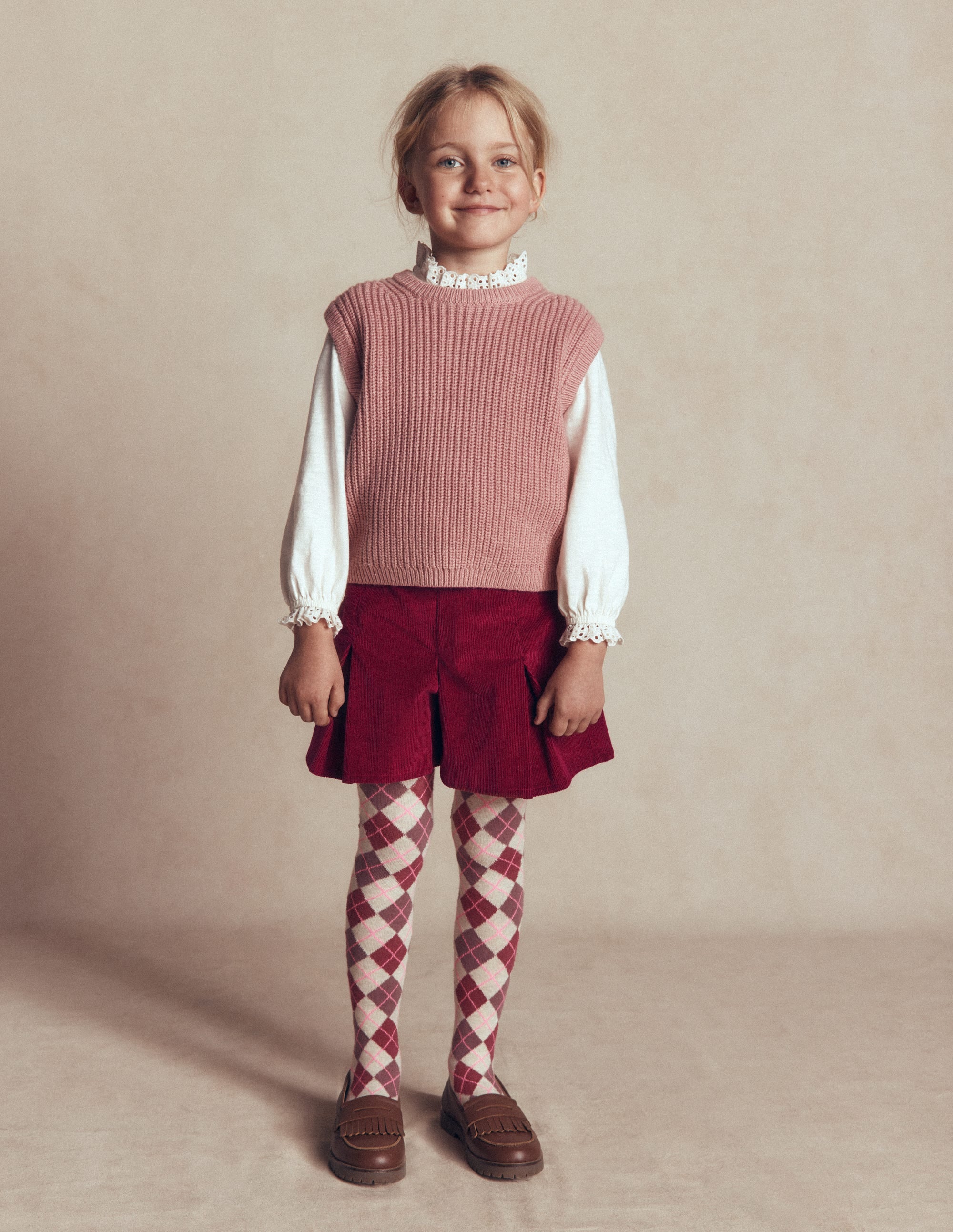 Plissierter Skort-Rubinrot Cord - Image 1