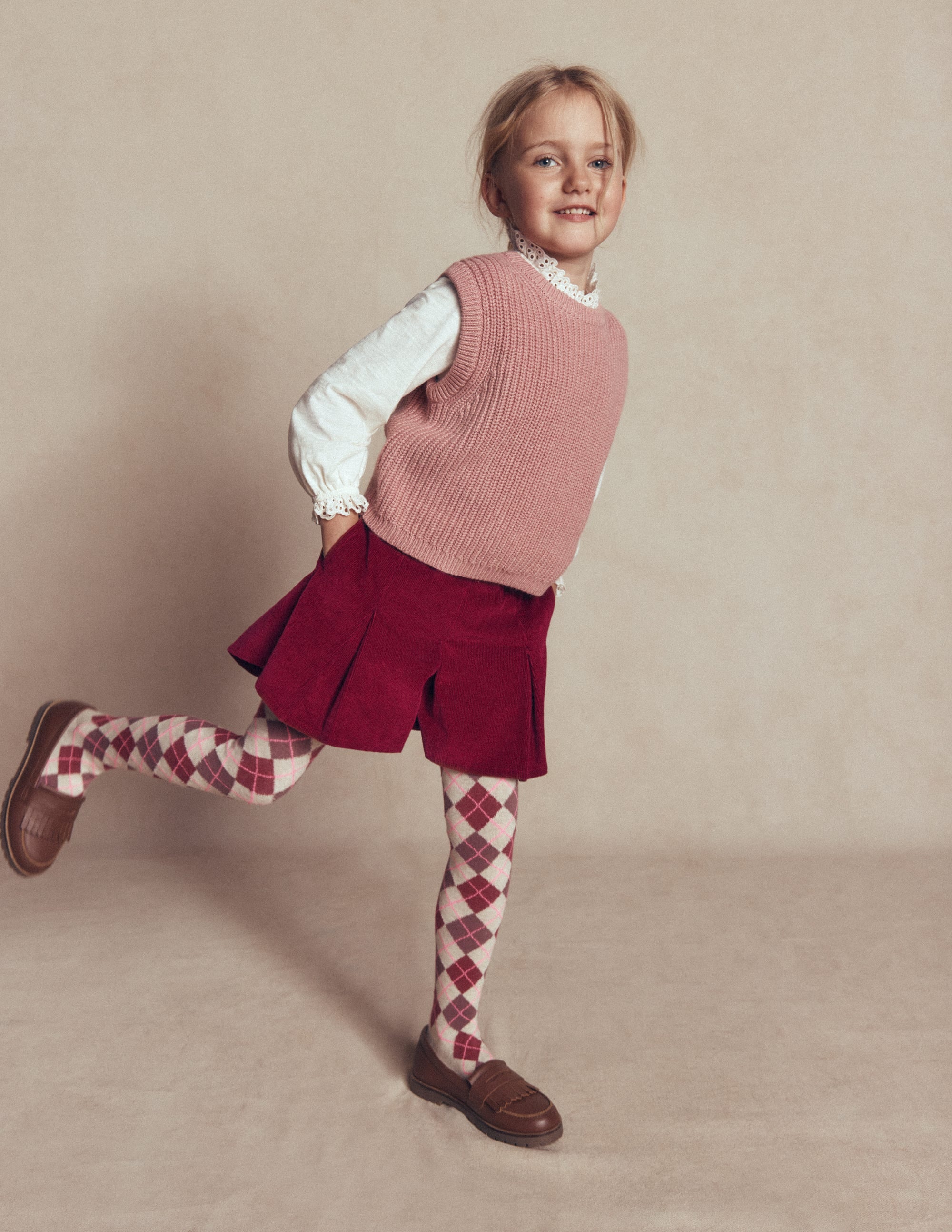 Plissierter Skort-Rubinrot Cord - Image 3