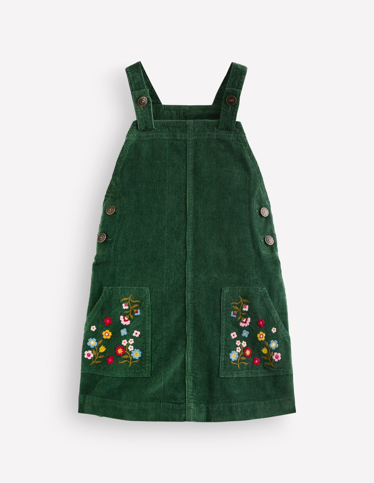 Adeline Latzkleid in A-Linie-Grün Blumenmuster Cord-1