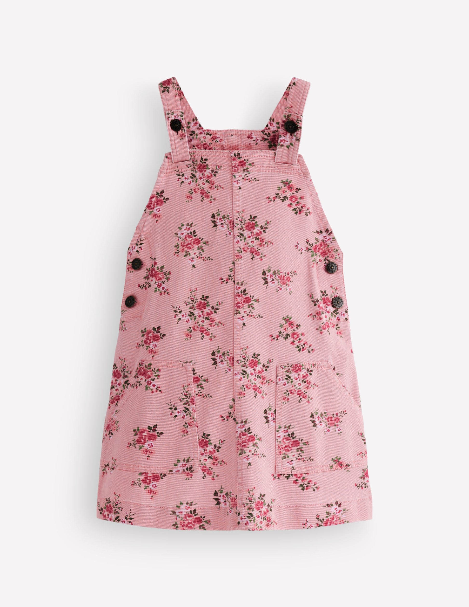 Robe salopette trapèze Adeline-Rose doux sergé quartz rose-1