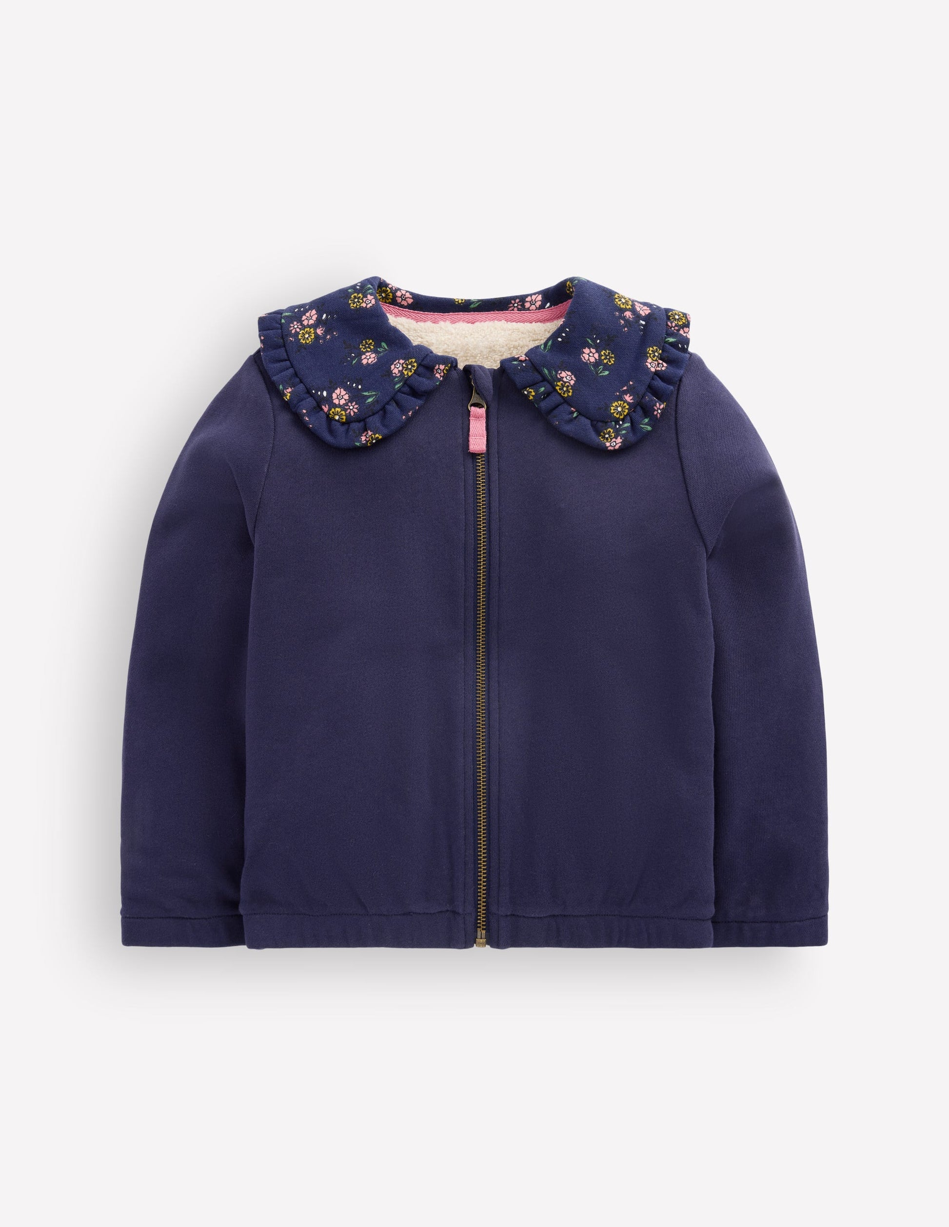 Jacke mit Fleecefutter und Reißverschluss-Marineblau-1