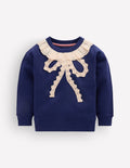 Bobbie Sweatshirt mit Applikation-Marineblau Spitzenschleife