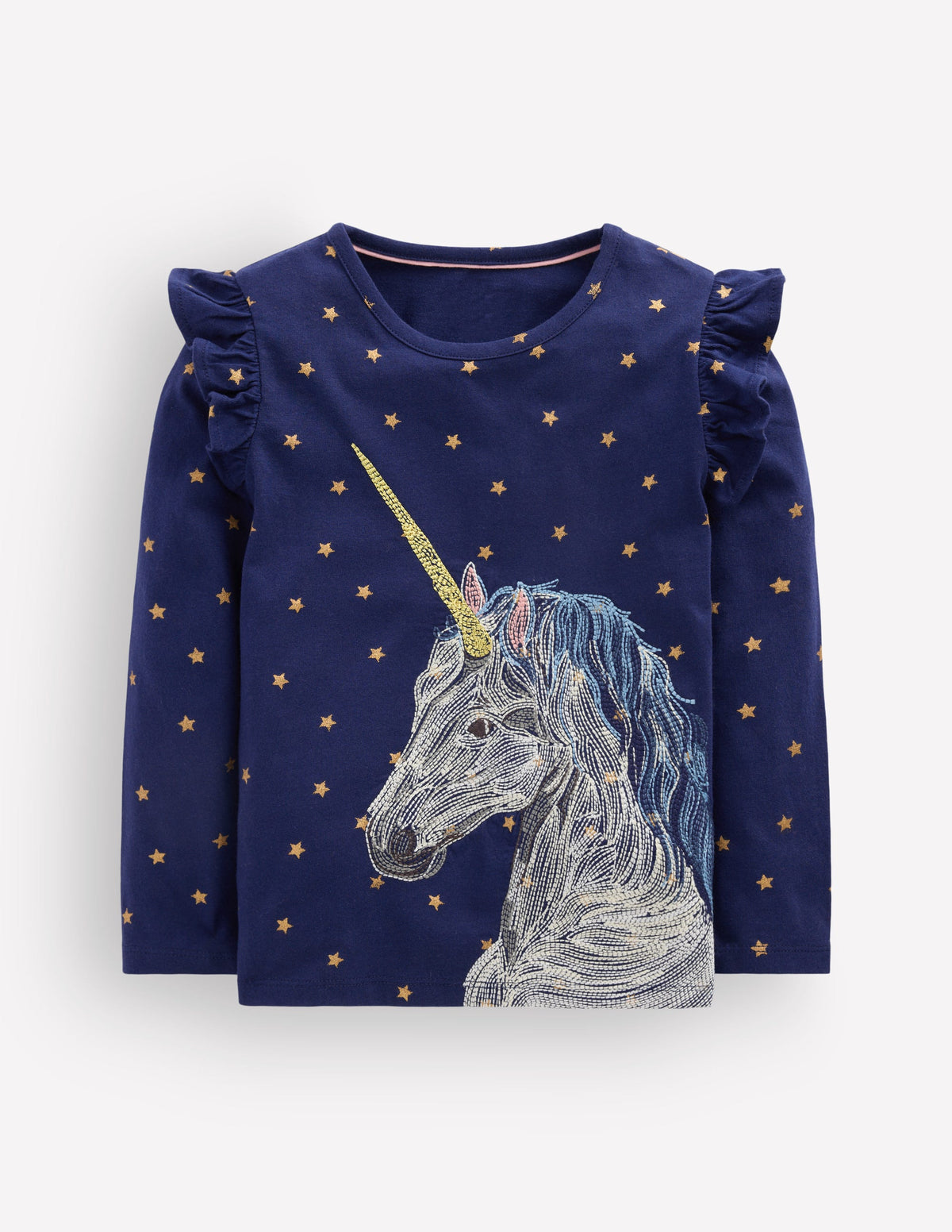 Langarmshirt mit Superstich-Design-Navy, Einhorn - Image 1