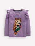 Langarmshirt mit Superstich-Design-Nachtlila Eule