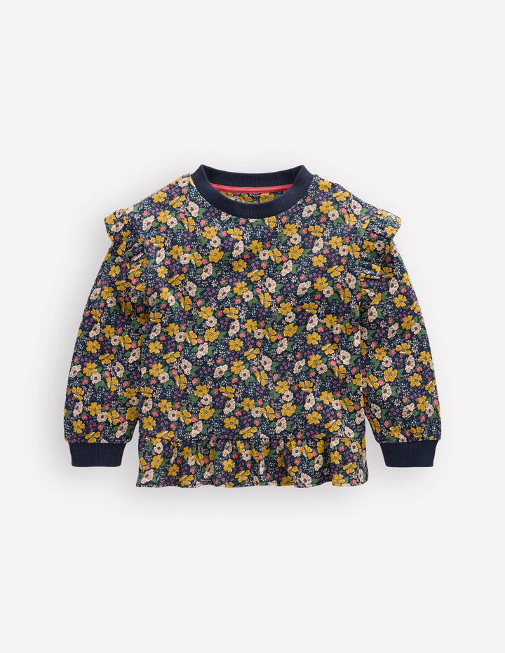 Hübsches Sweatshirt mit Rüschen-London-Stickerei