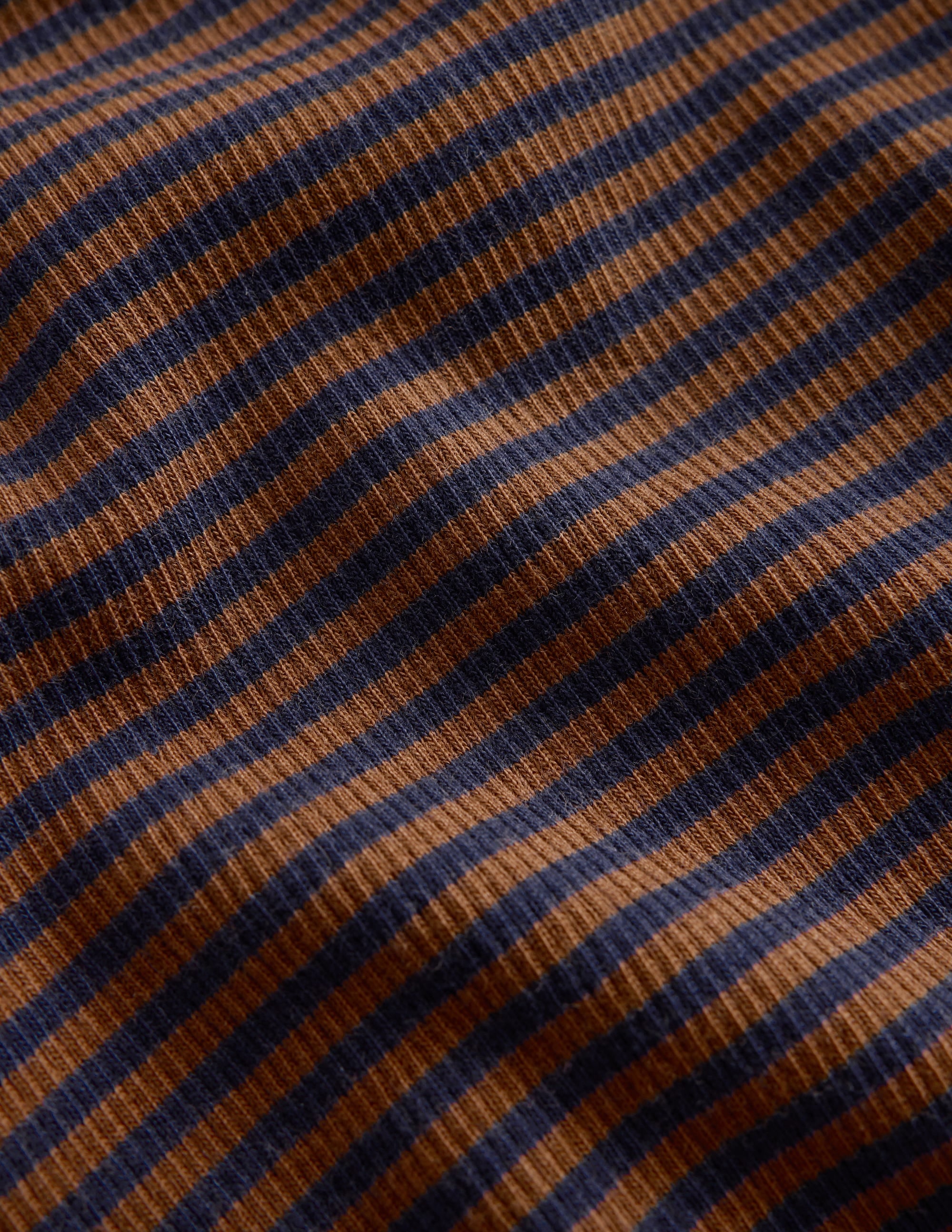 Geripptes Langarmshirt-Marineblau/Camel Streifen - Image 3