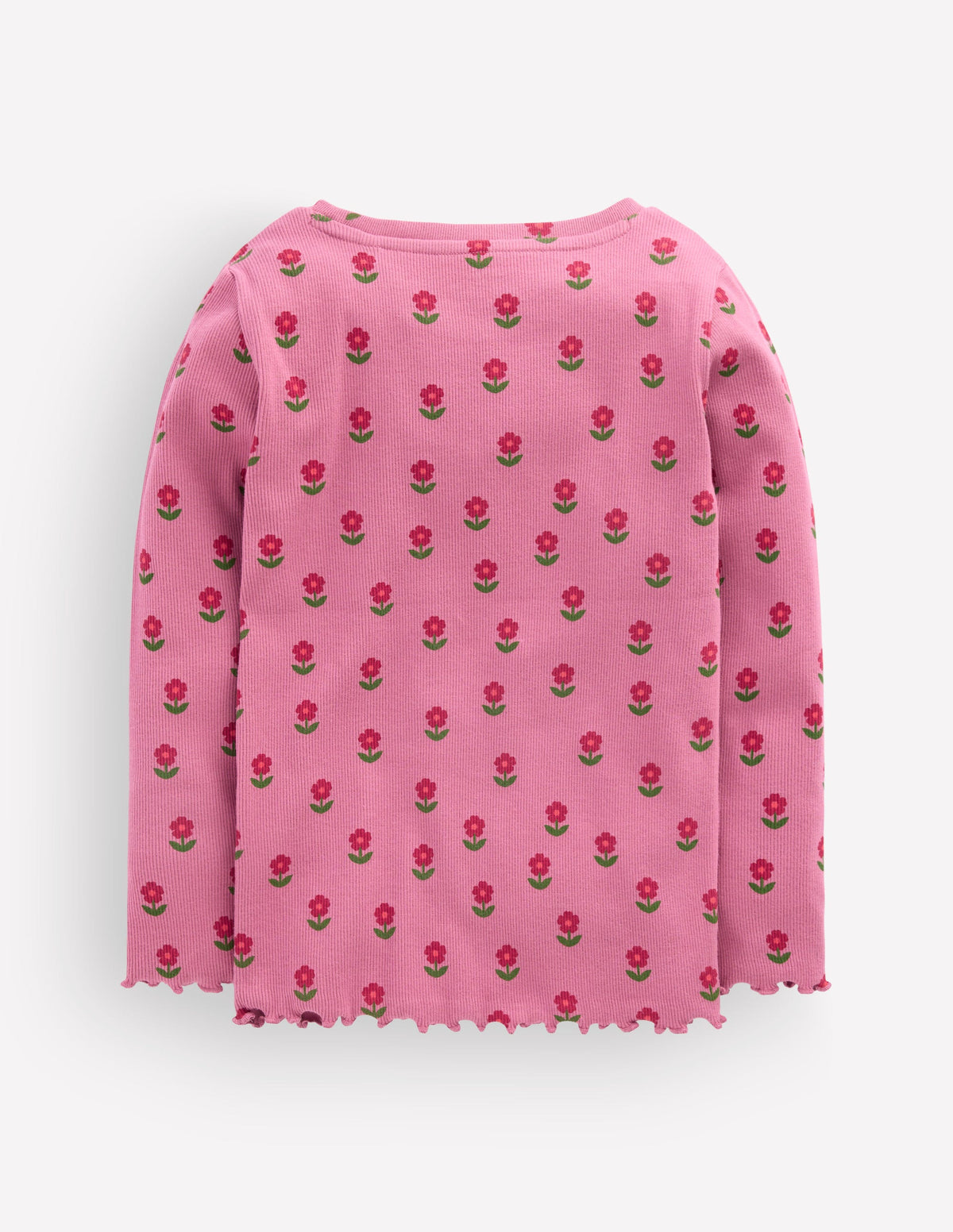 Geripptes Langarmshirt-Pink Geblümt-2