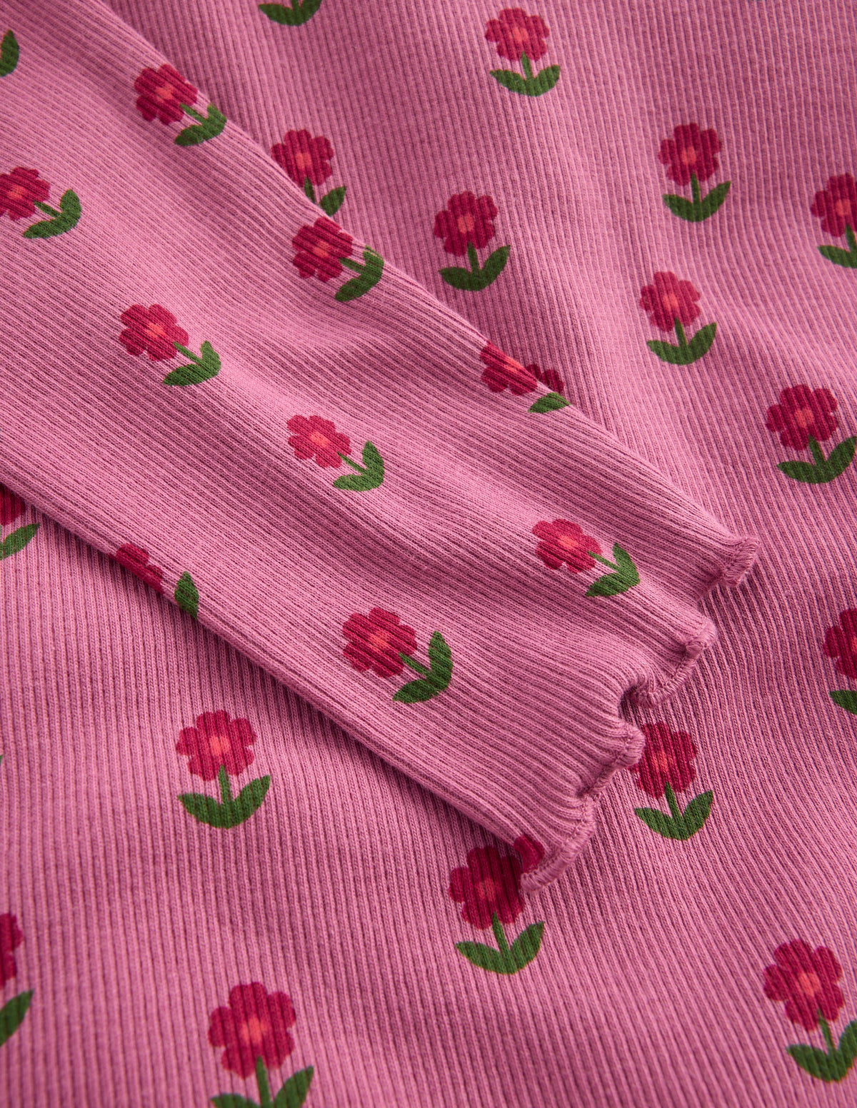 Geripptes Langarmshirt-Pink Geblümt - Image 3
