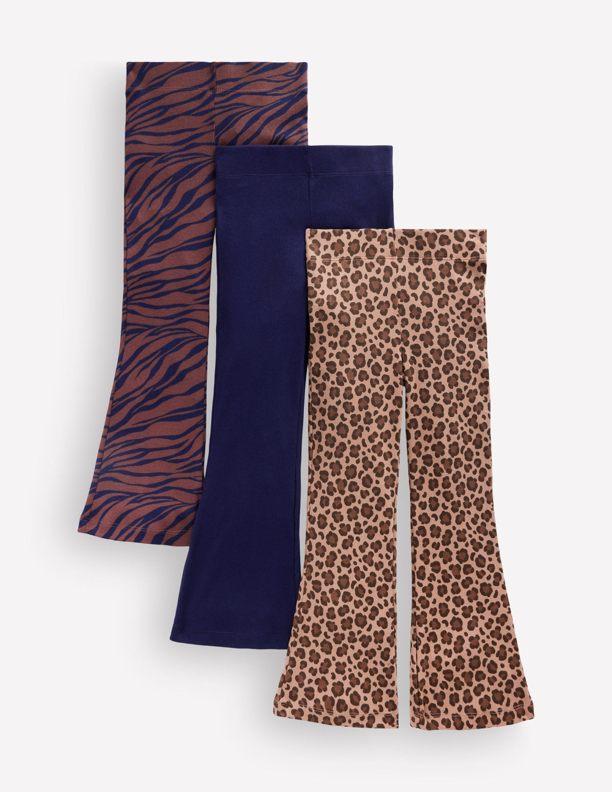 3 leggings côtelés évasés-Animal multi-1