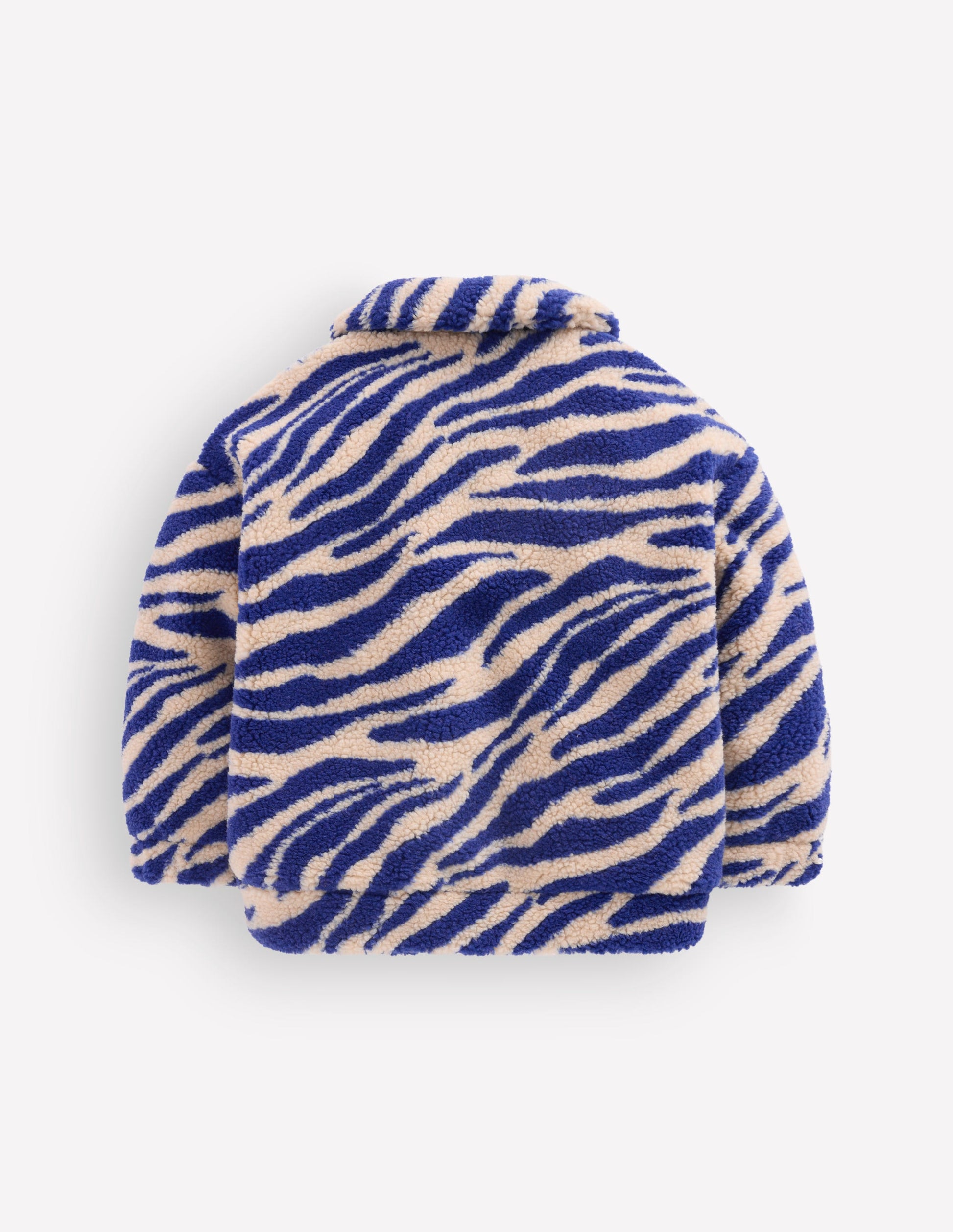 Teddyfelljacke mit Kragen-Teddyfell Zebramuster und Marineblau-4