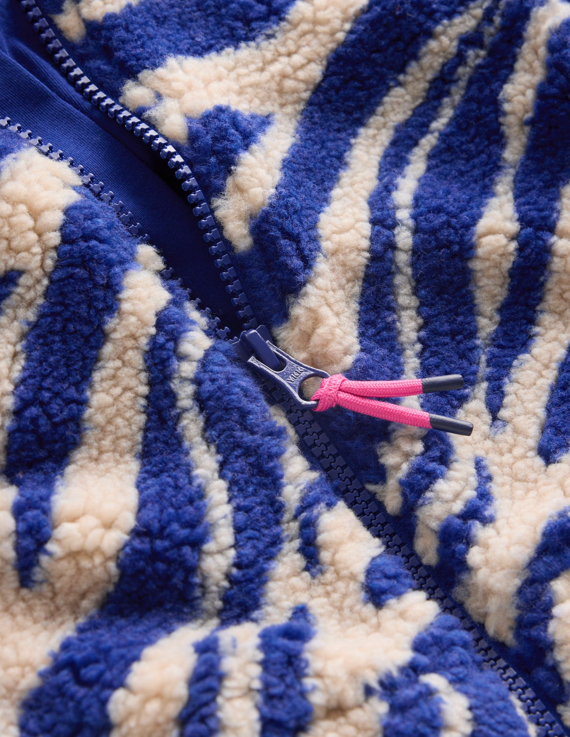 Teddyfelljacke mit Kragen-Teddyfell Zebramuster und Marineblau-5