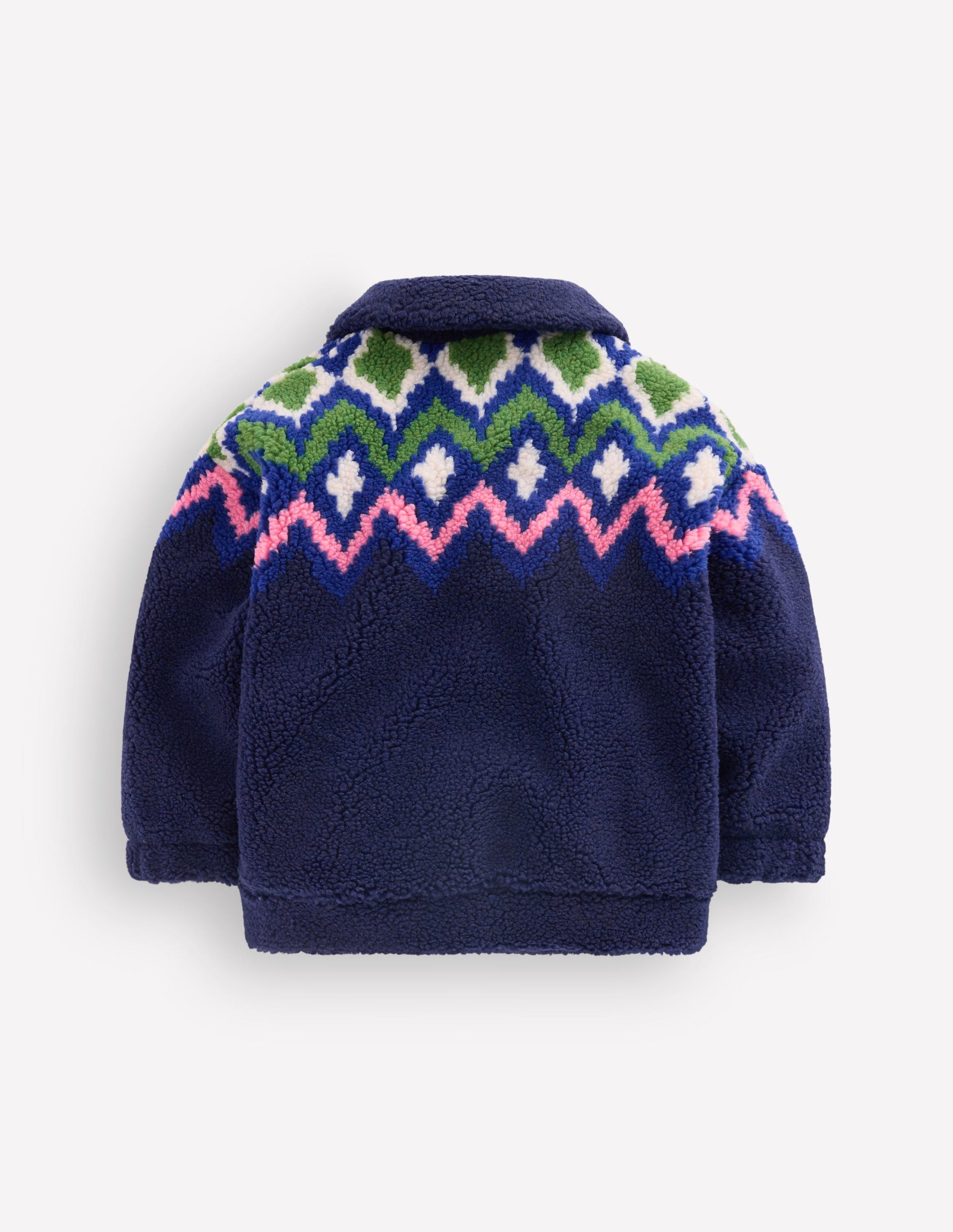 Teddyfelljacke mit Kragen-Navy mit Fair Isle-4