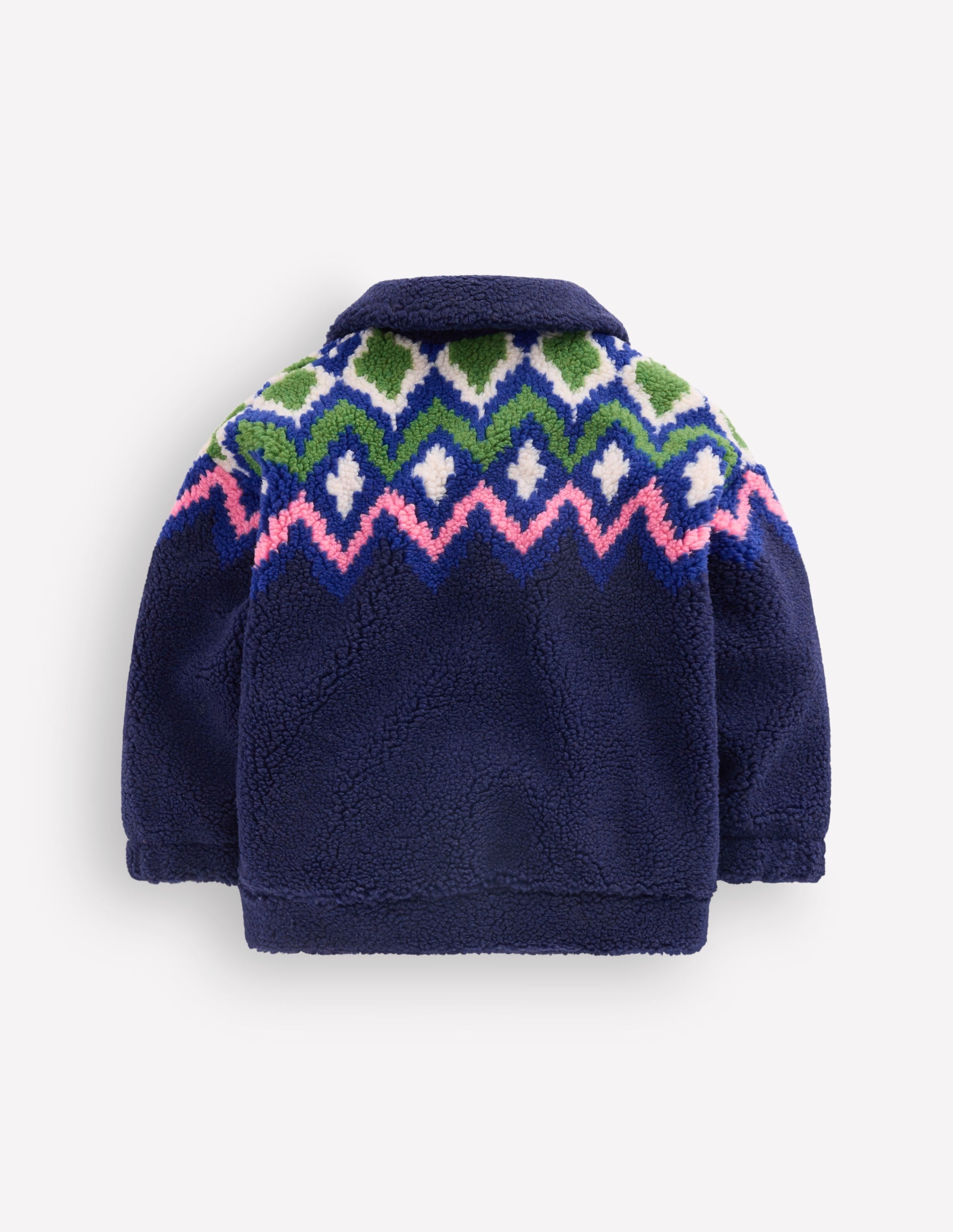 Teddyfelljacke mit Kragen-Navy mit Fair Isle - Image 4