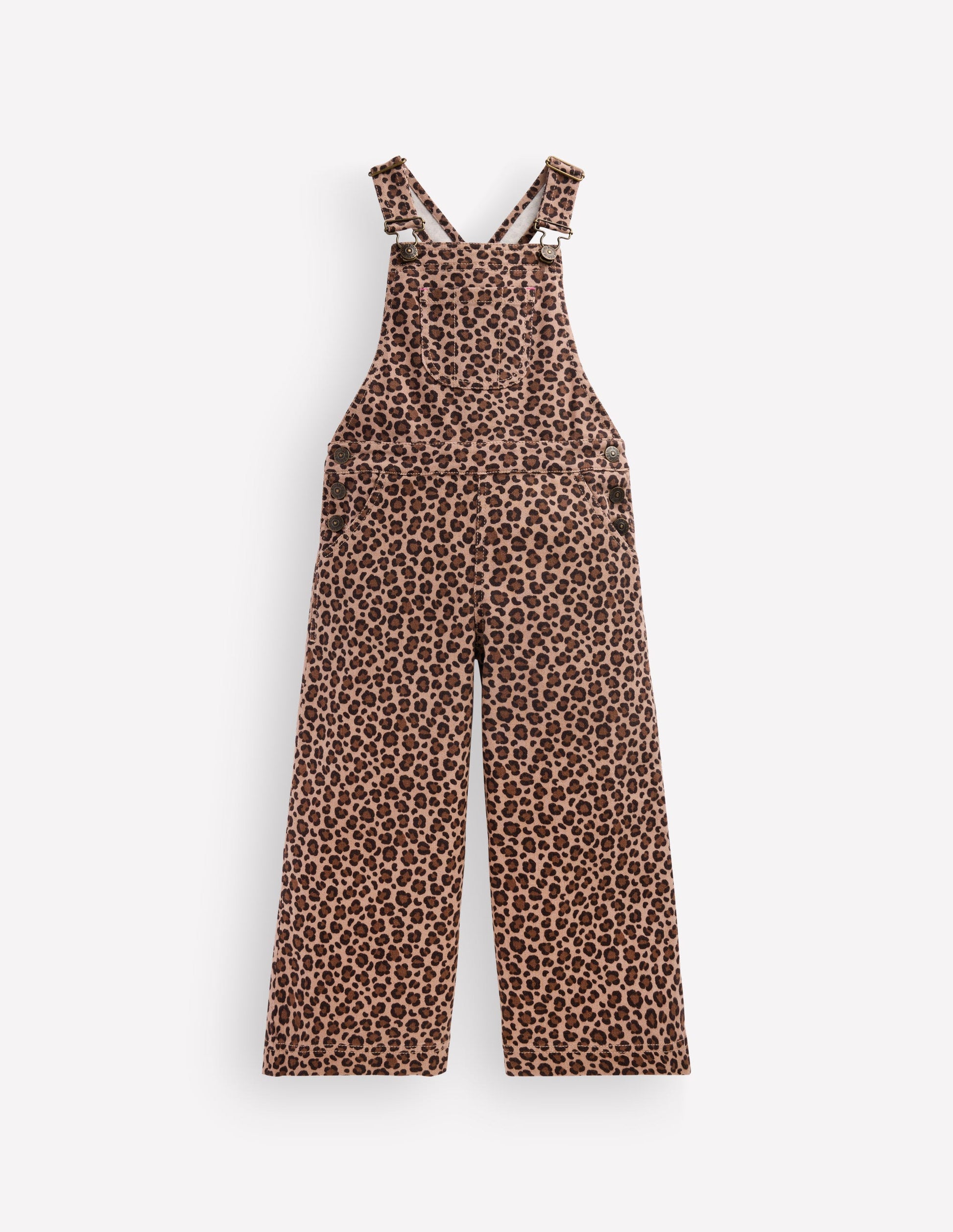 Latzhose mit weitem Bein-Braun, Leopardenmuster-1