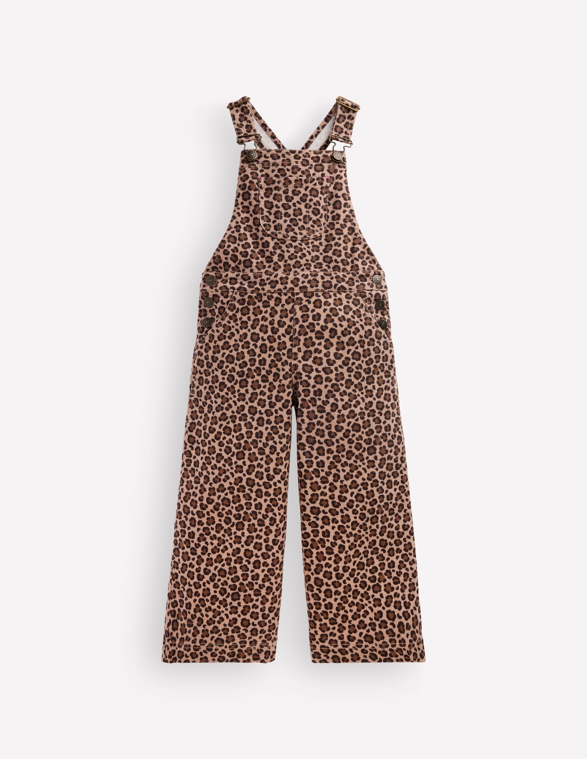 Latzhose mit weitem Bein-Braun, Leopardenmuster - Image 1