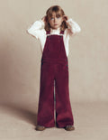 Latzhose mit weitem Bein-Dunkelviolett, Cord