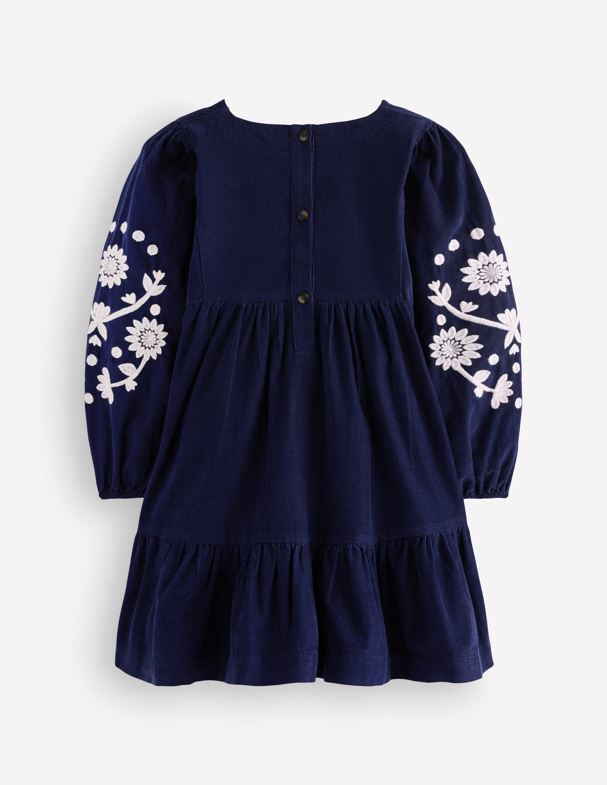 Celia Kleid mit Flügelärmeln-Marineblau Cord Stickerei-2