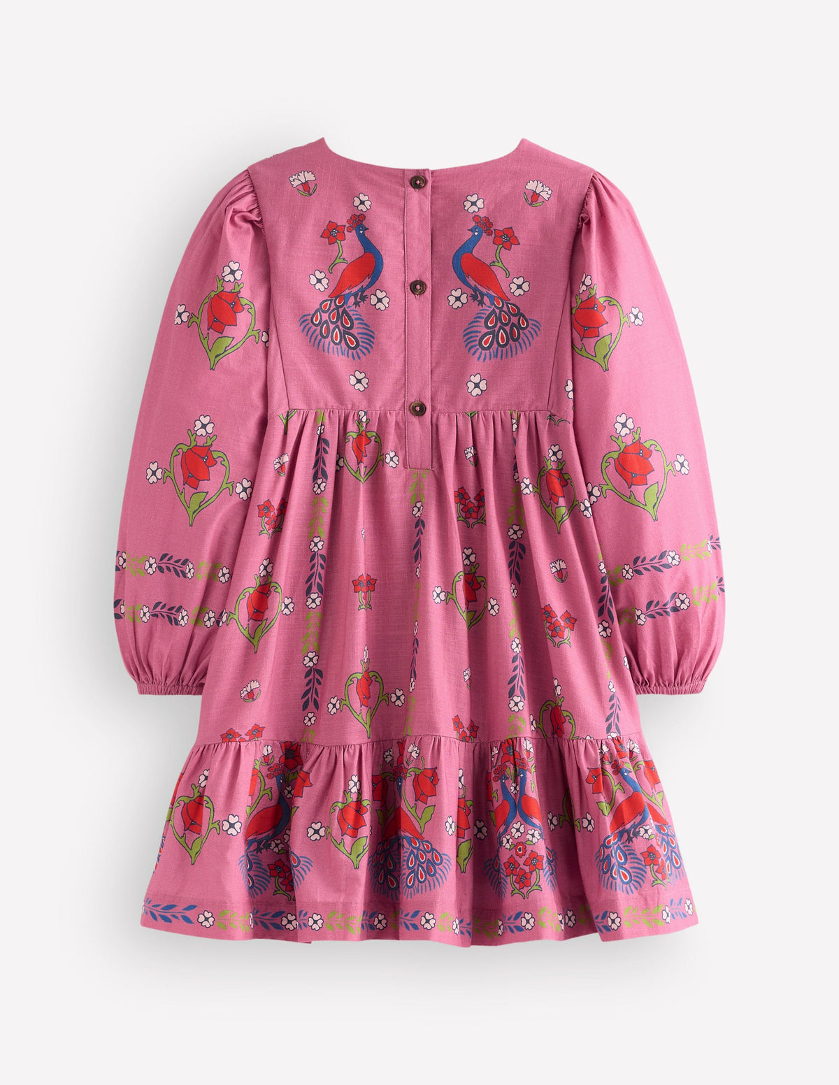 Celia Kleid mit Flügelärmeln-Rosa Pfauenmuster - Image 2