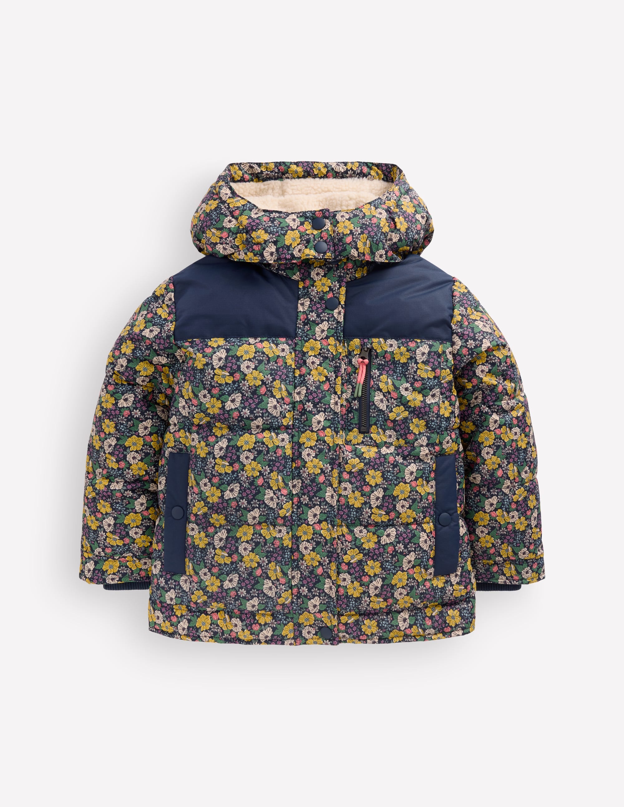 Steppmantel mit Teddyfellfutter-Französisches Marineblau Gemischtes Blumenbeet - Image 6