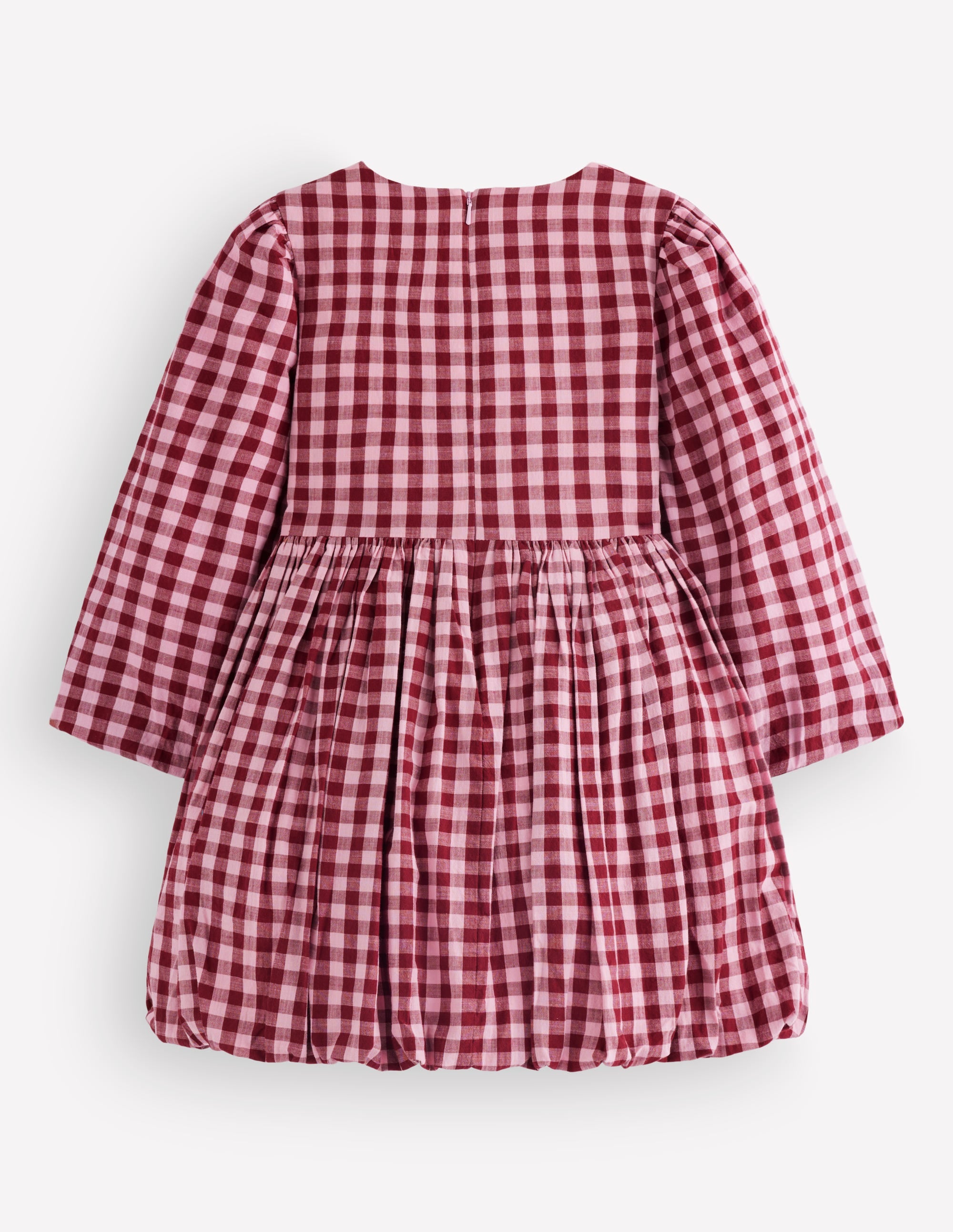 Langärmliges Kleid mit Ballonsaum-Rot Kariert - Image 5