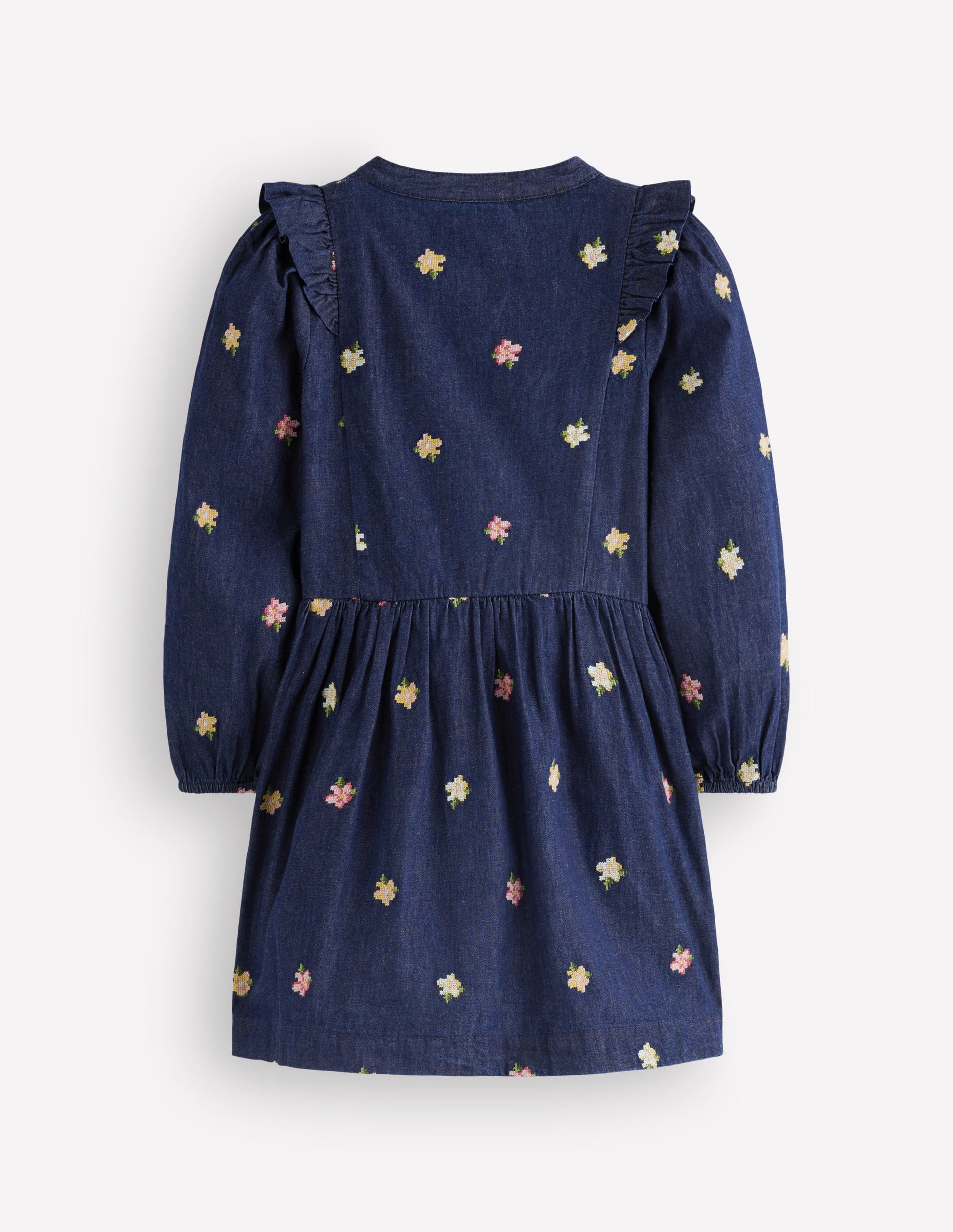 Robe-chemise Winnie à volants-Broderie denim-4