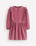 Winnie Hemdblusenkleid mit Rüschenbesatz-Kirschblütenrosa Cord