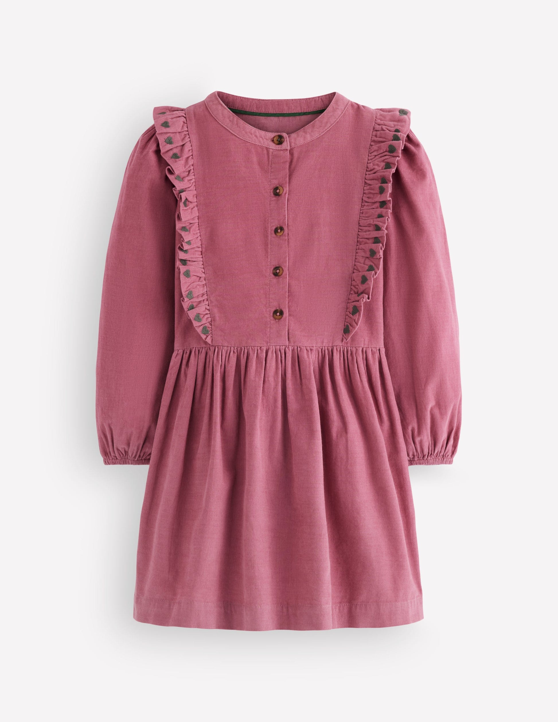 Winnie Hemdblusenkleid mit Rüschenbesatz-Kirschblütenrosa Cord-1