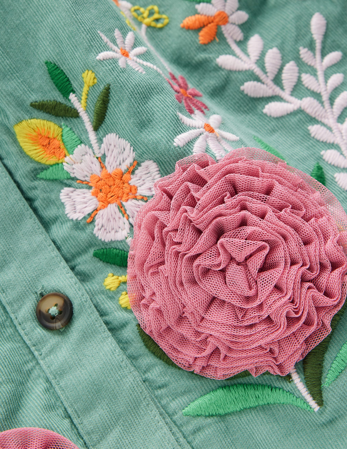 Betsy Gewebtes Kleid mit Puffärmeln-Eukalyptus Cord-3