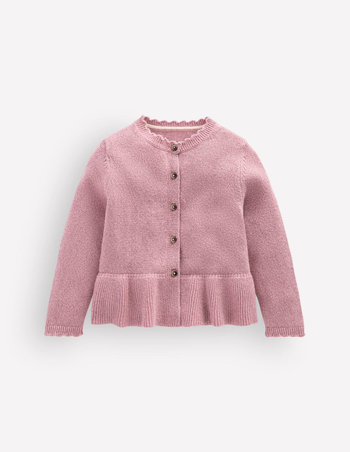 Hübsche Strickjacke mit Schößchen-Rosa Glitzer