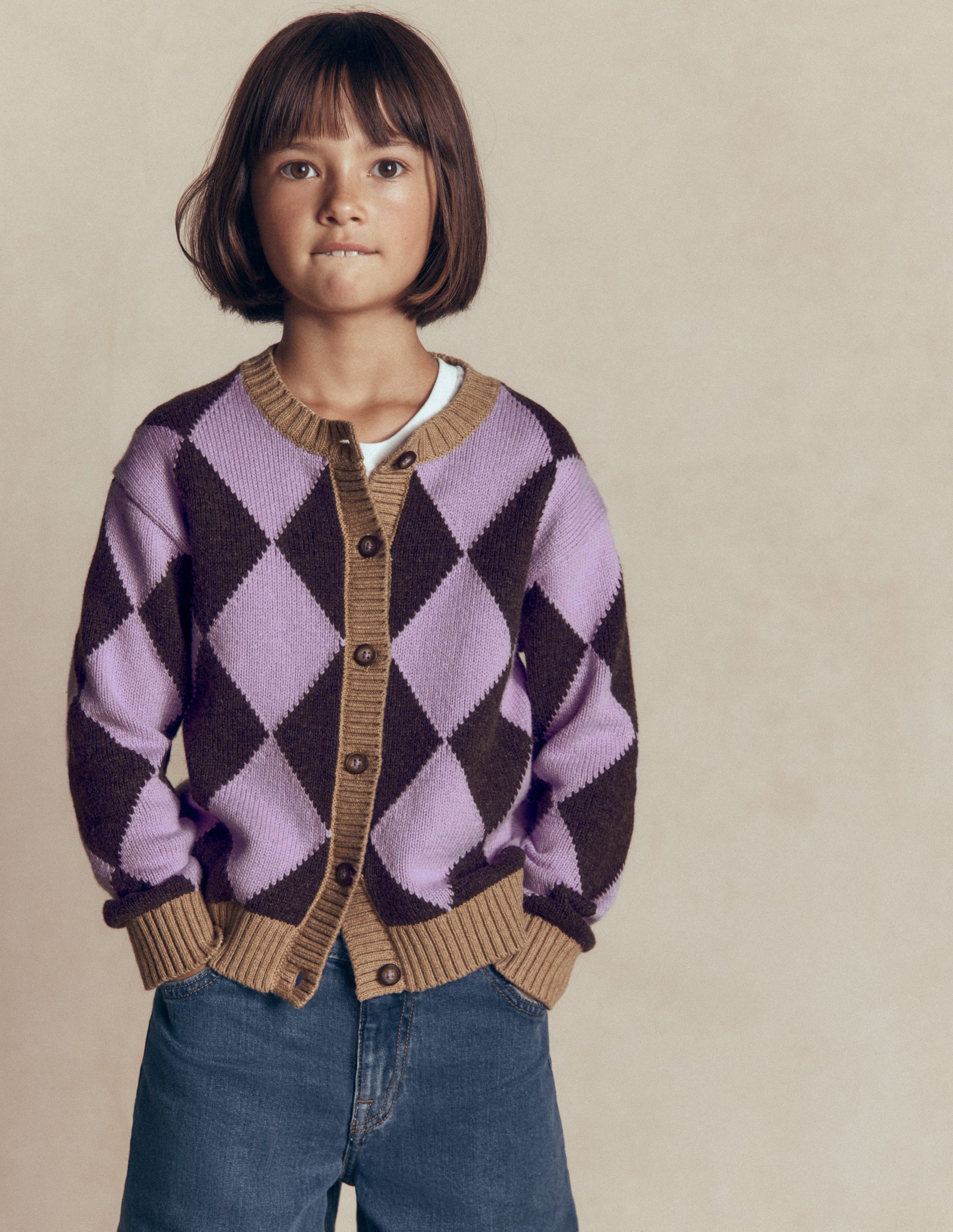 Lustige Strickjacke-Violett Argyle - Image 2