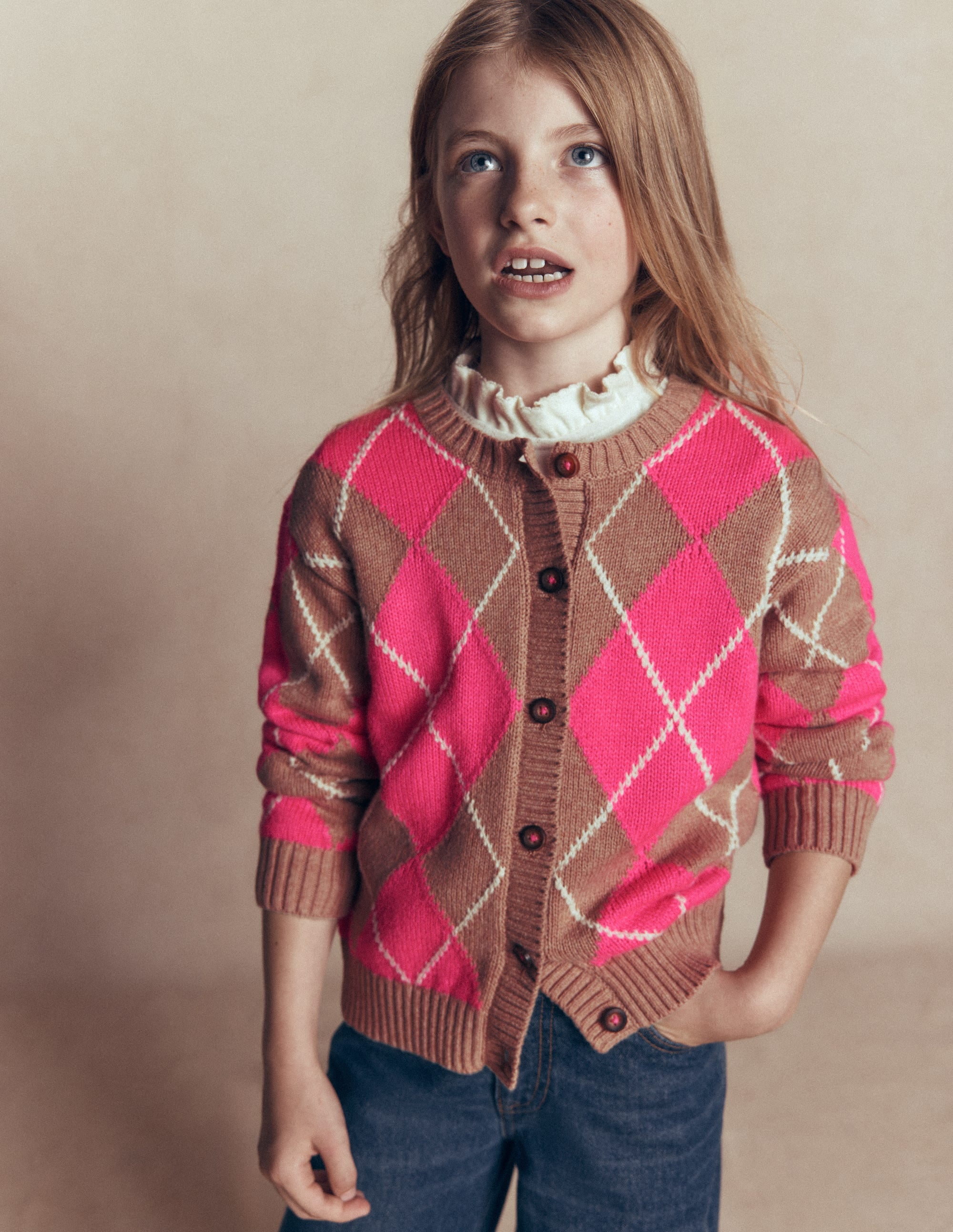 Lustige Strickjacke-Camel Meliert - Image 2