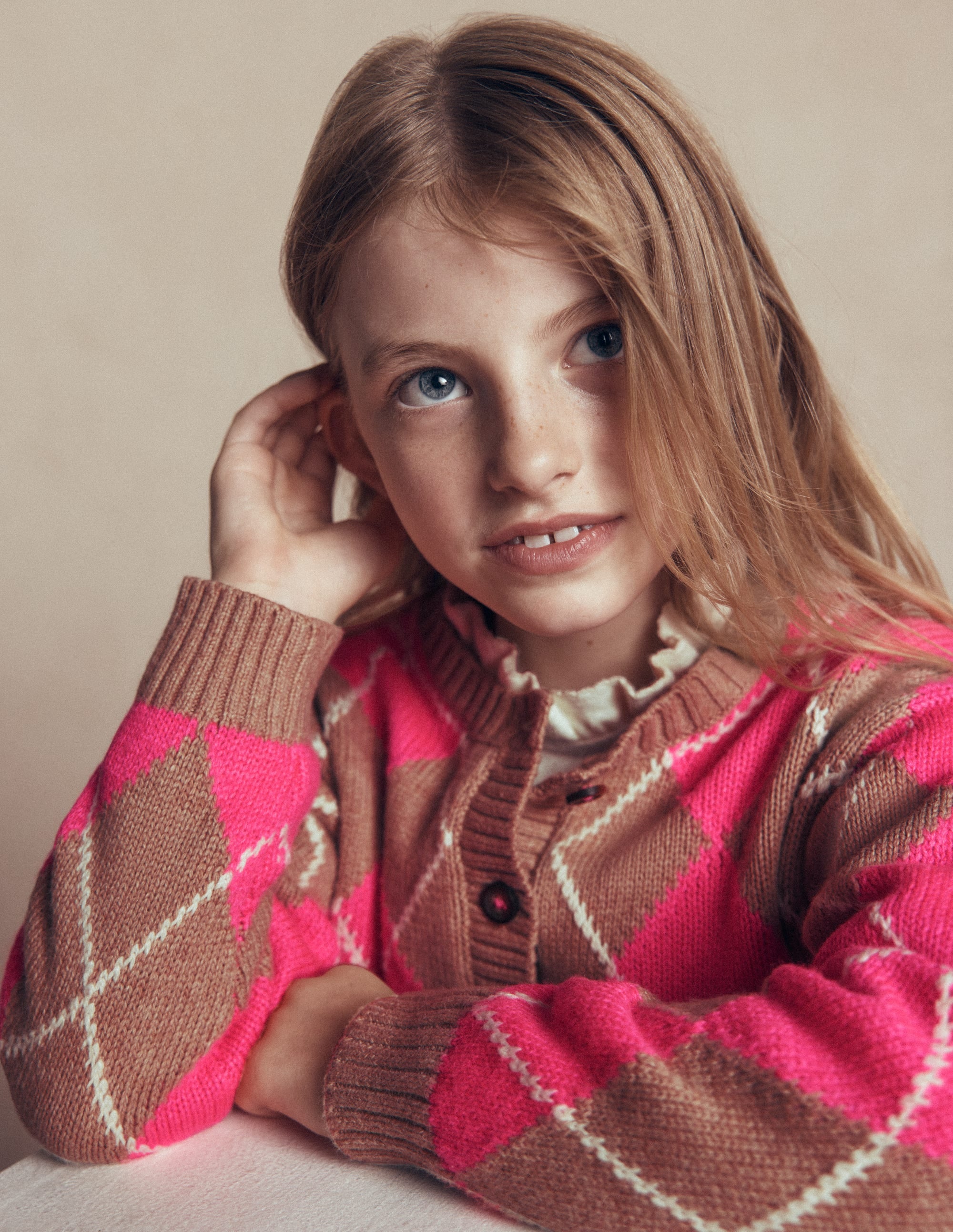 Lustige Strickjacke-Camel Meliert - Image 3
