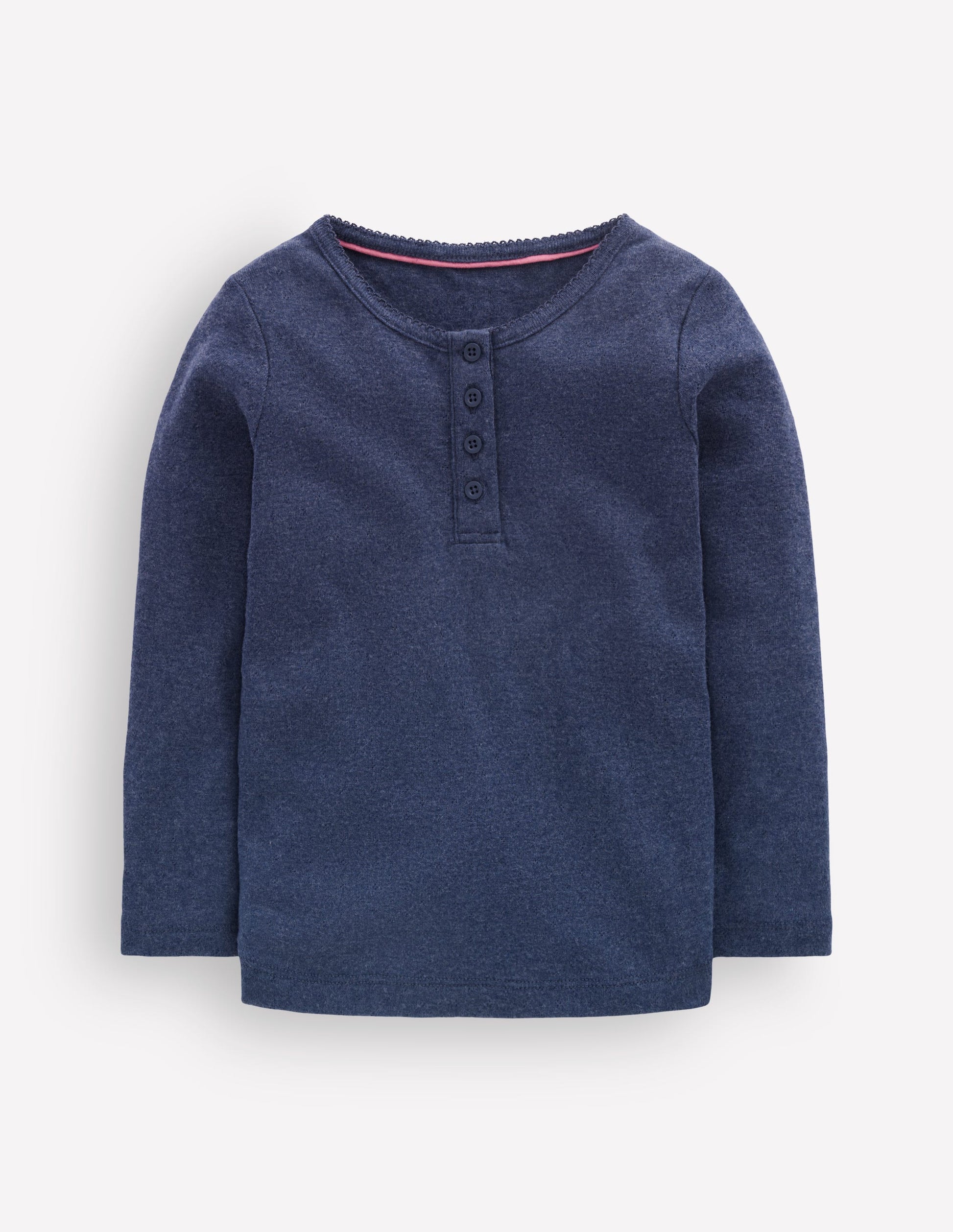 Langärmliges Henley-Shirt-Schuluniform-Marineblau-1