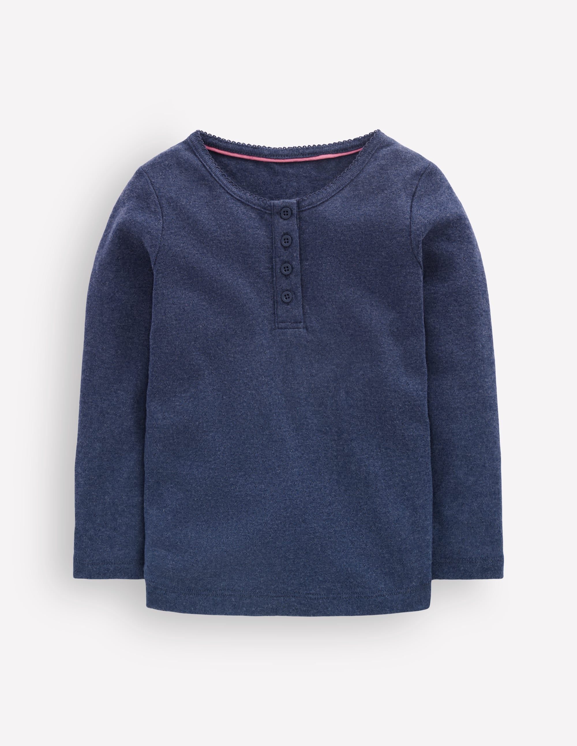 Langärmliges Henley-Shirt-Schuluniform-Marineblau - Image 1