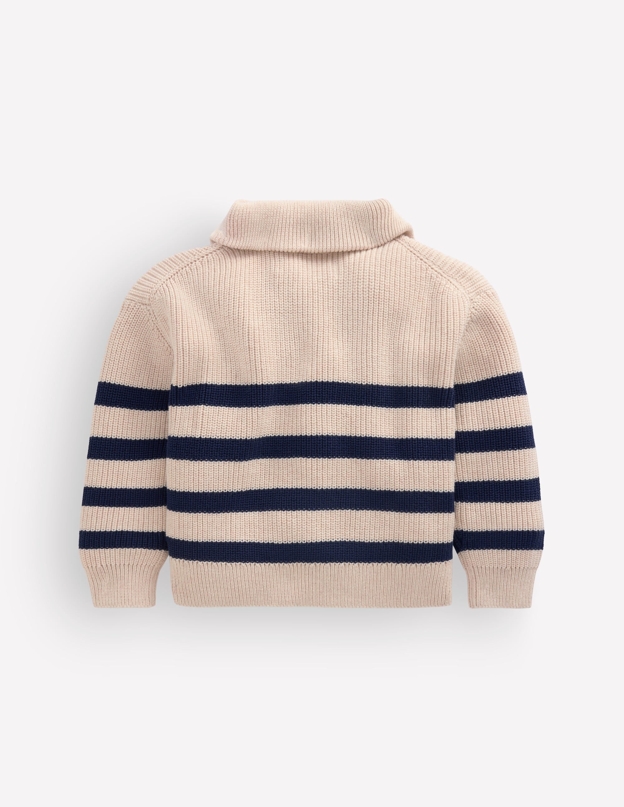 Pullover mit Reißverschluss am Ausschnitt-Beige Meliert/Marineblau - Image 3