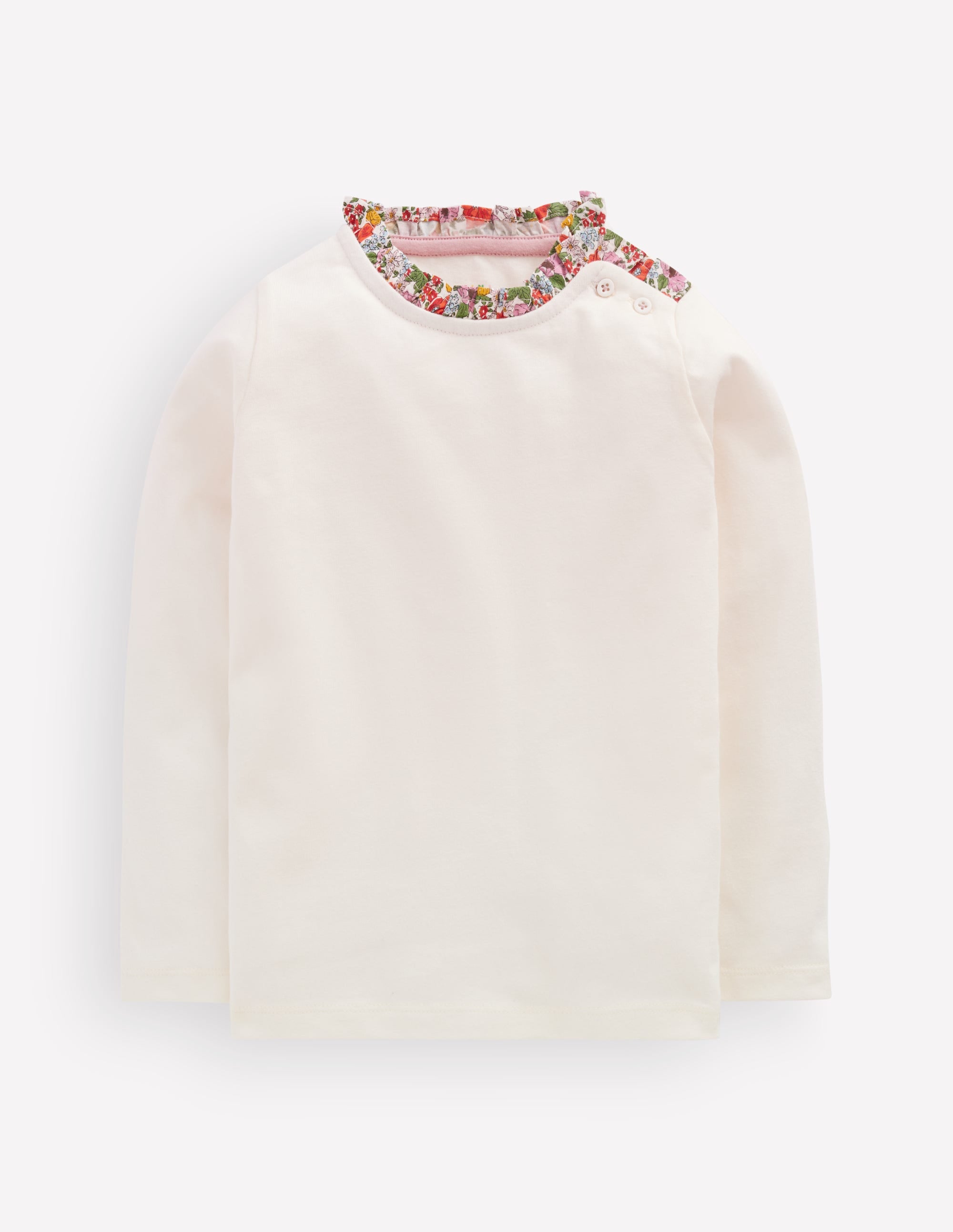 Bretonshirt mit Rüschenausschnitt-Sanftes Naturweiß - Image 1