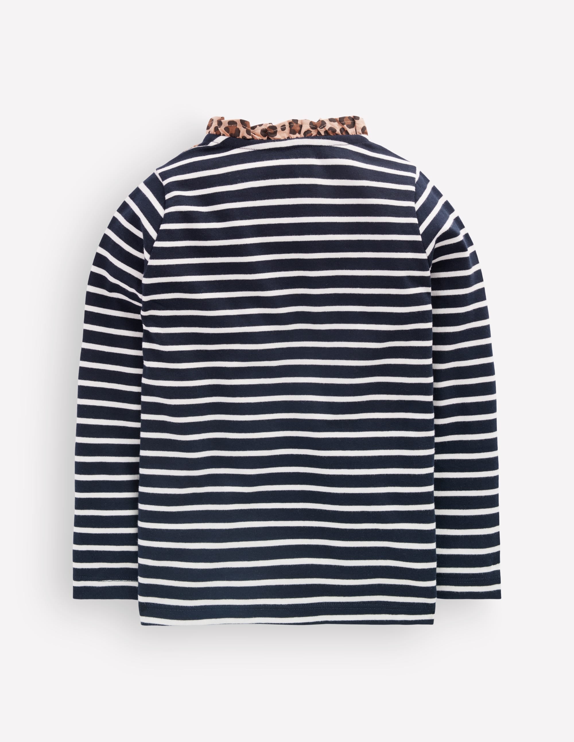 Bretonshirt mit Rüschenausschnitt-Marineblau/Sanftes Naturweiß Streifen - Image 2