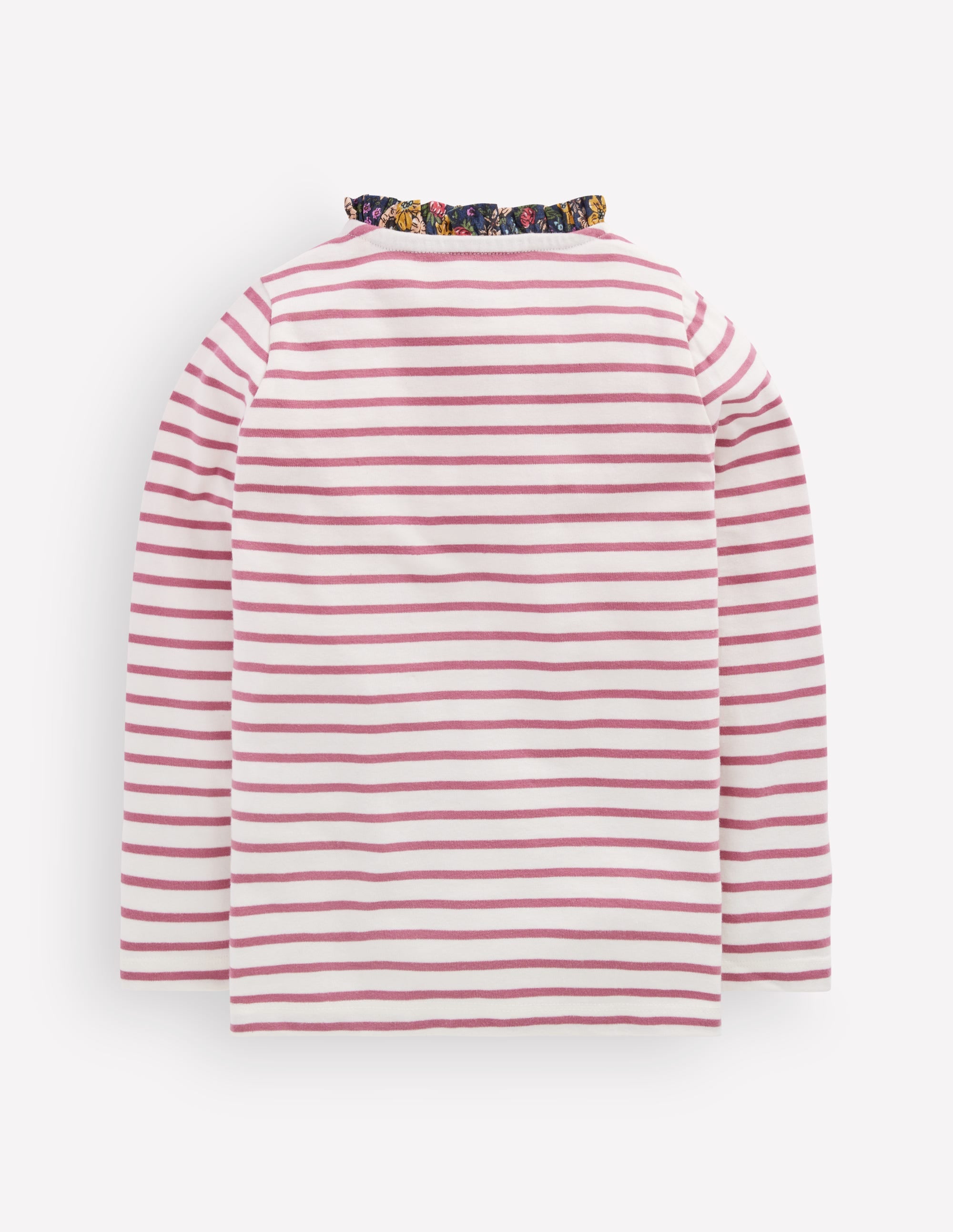 Bretonshirt mit Rüschenausschnitt-Rosa mit Streifen - Image 2